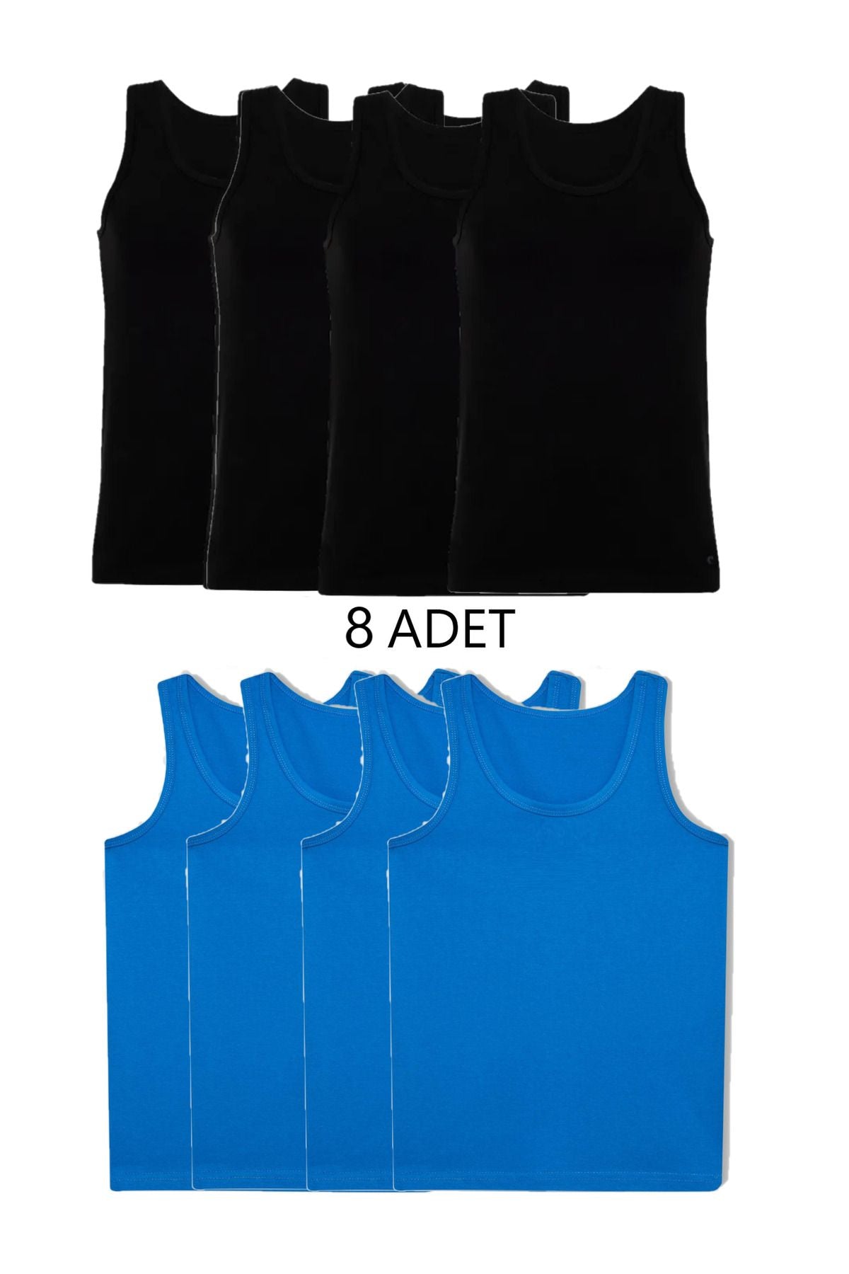 8-Piece Mixed Color Men's Undershirt Set Black-Blue