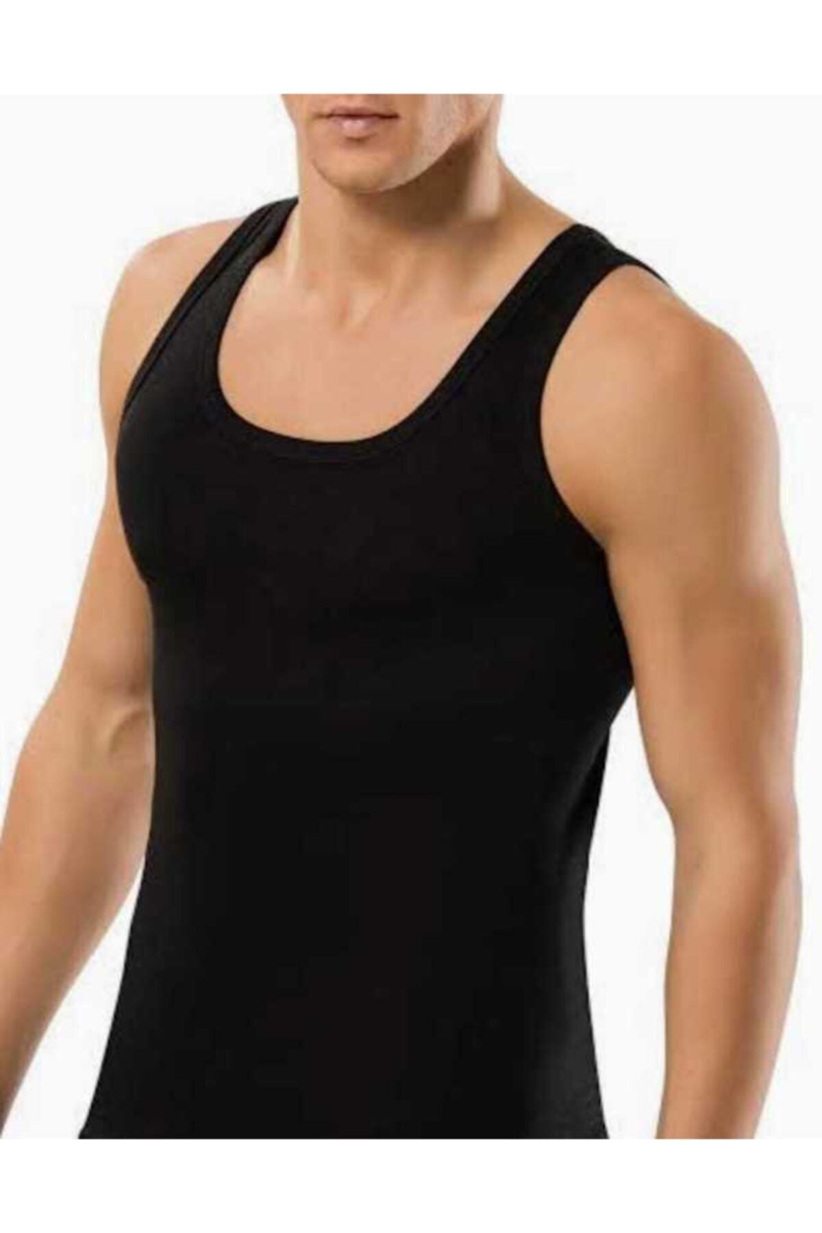Cotton 6 Piece Black Men's Undershirt