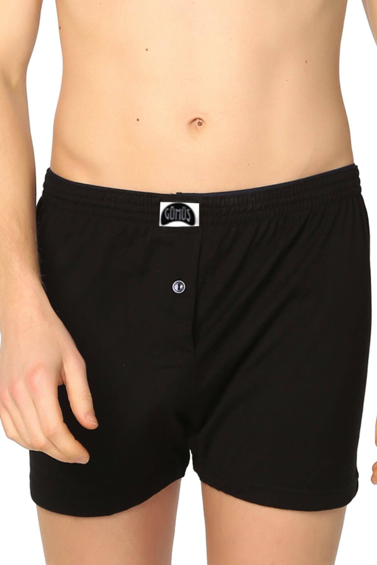 Men's Black 3-Pack Towel Waist Combed Cotton Boxer