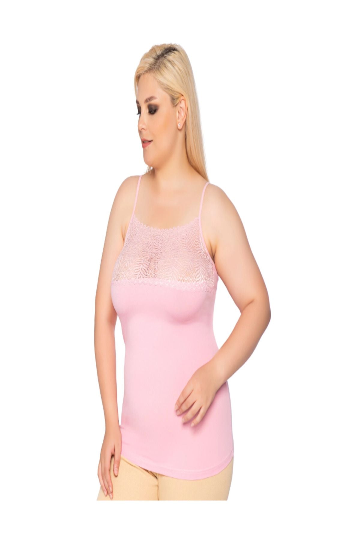 Women's Plus Size 6-Piece Wide Tulle Rope Strap Undershirt Big Size