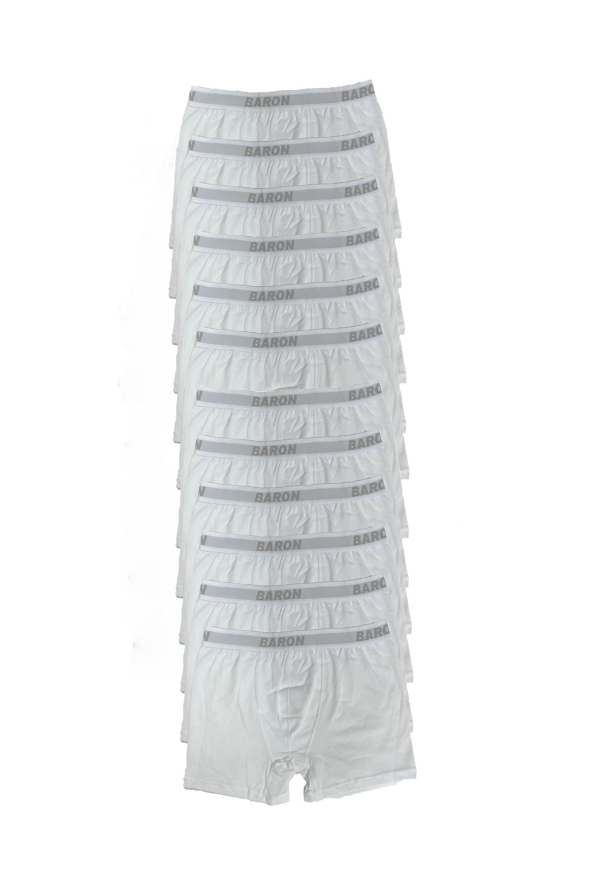 12 Adet Ekonomik Likralı Boxer Short Beyaz