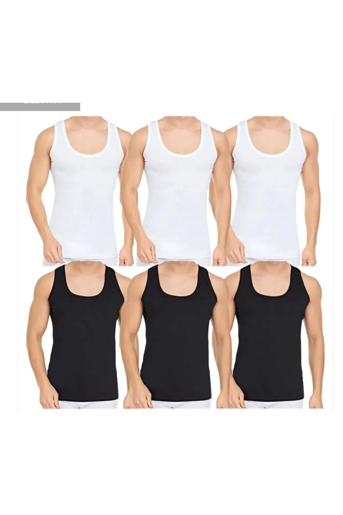 6-pack men's tank top BLACK AND WHITE