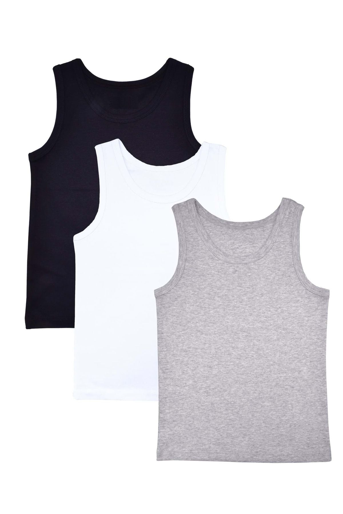 6-Pack 100% Cotton White Black Gray Kids Undershirt