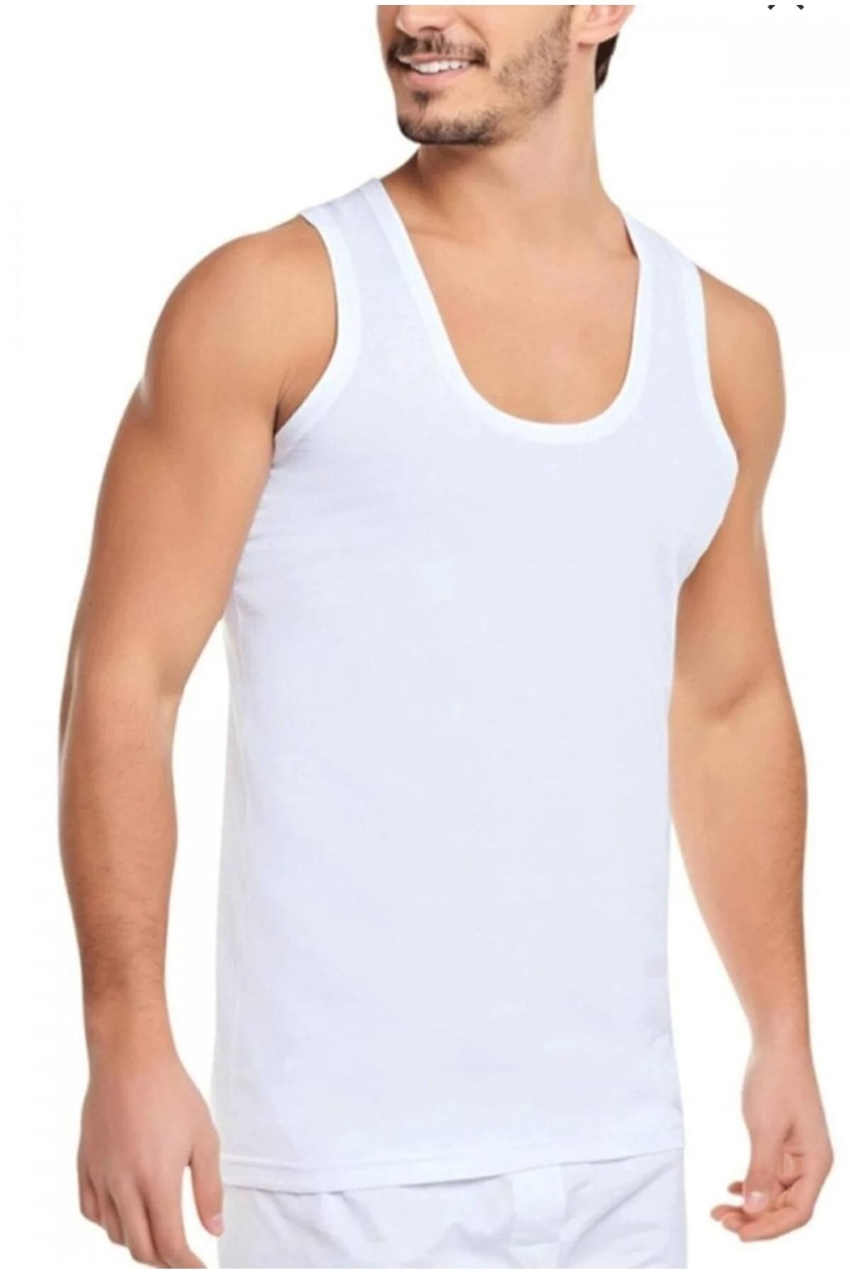 Evil Eye Star Strap White Men's Undershirt 100% Cotton
