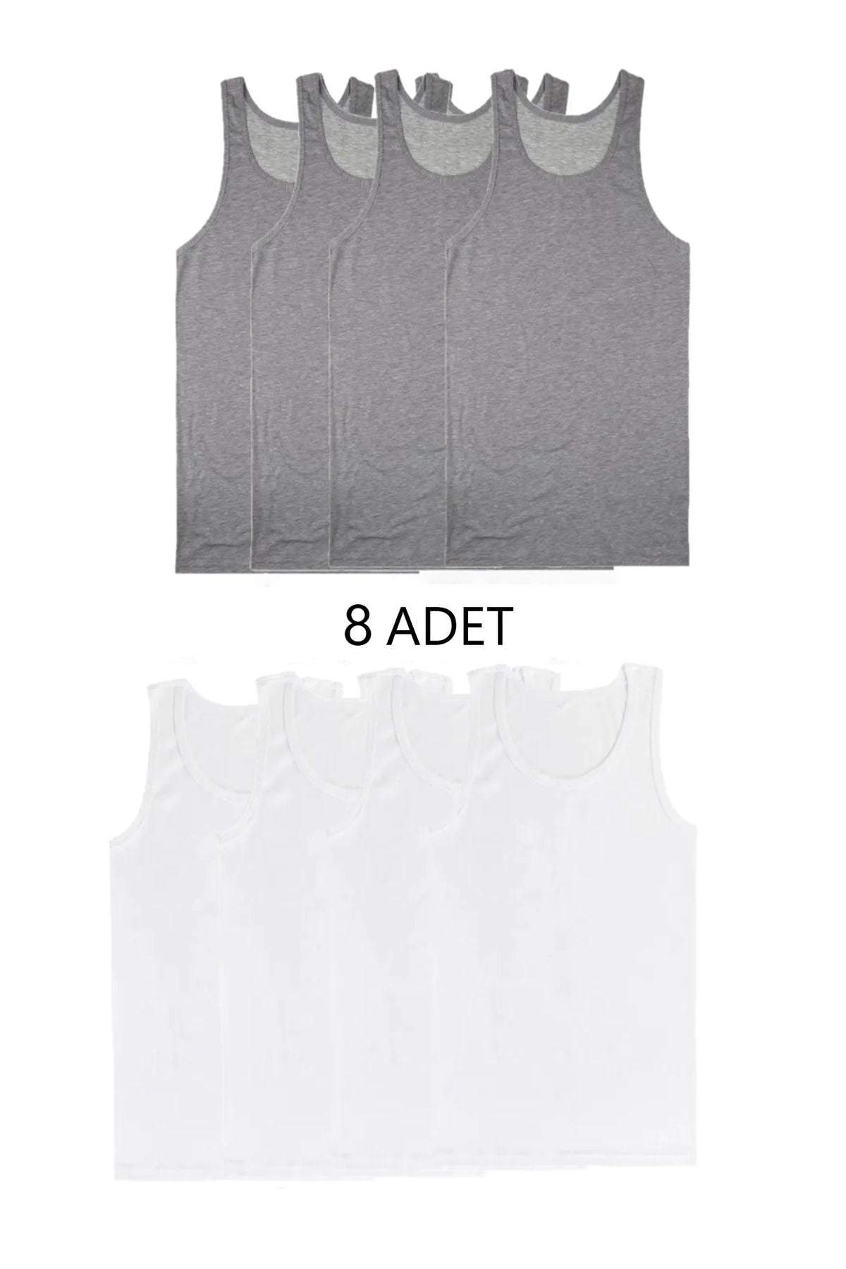 8-Piece Mixed Color Men's Undershirt Set White-Grey