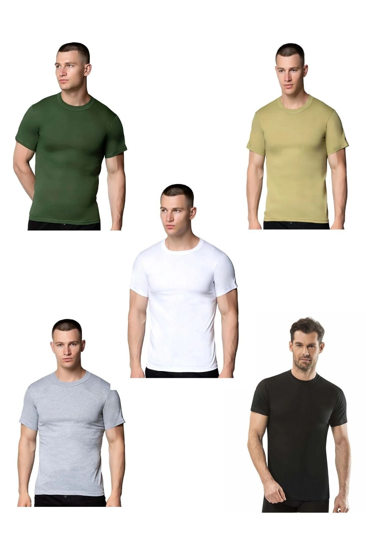 6-Pack Men's Combed Cotton Mixed Color Zero Collar Undershirt