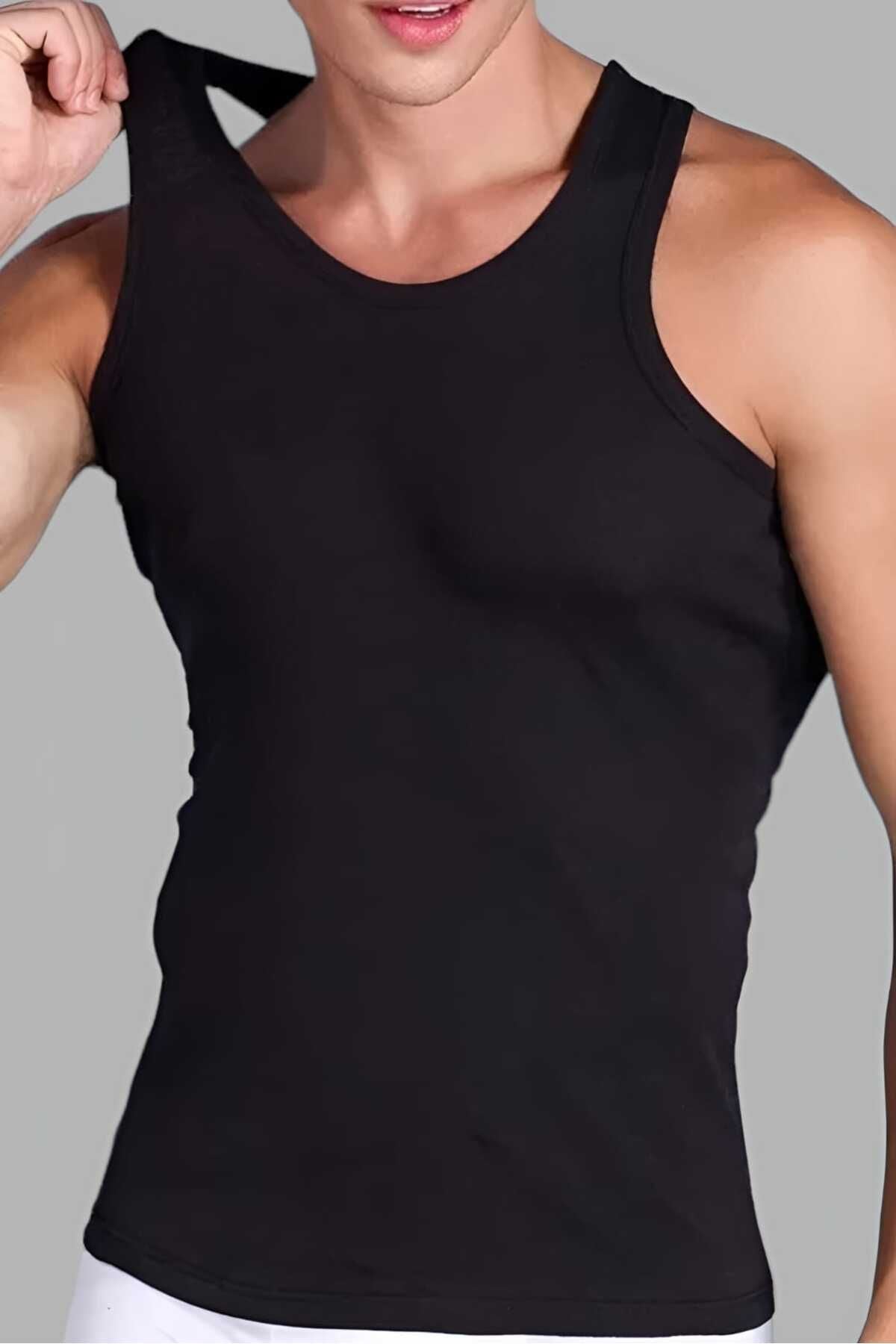Evil Star Men's Black Strap Classic Cotton Undershirt 1 Pack