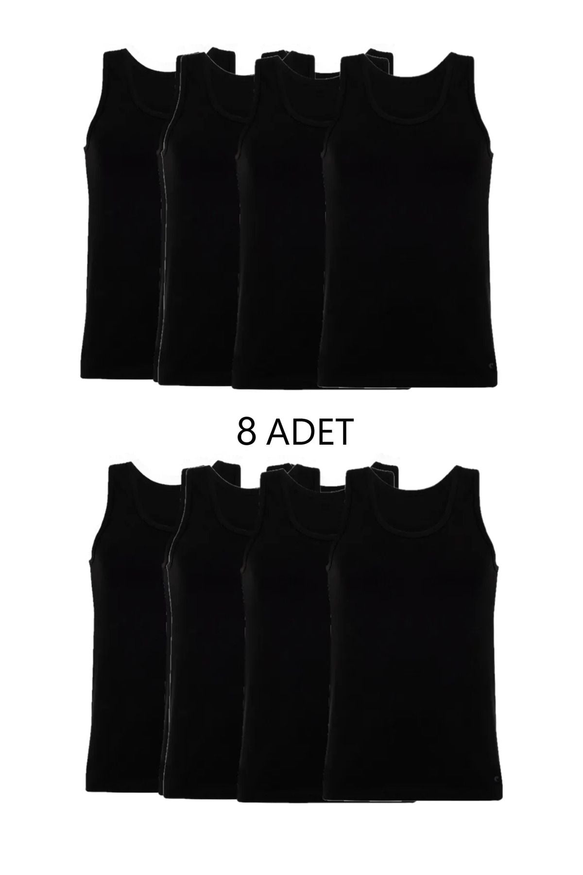 8-Piece Mixed Color Men's Undershirt Set Black