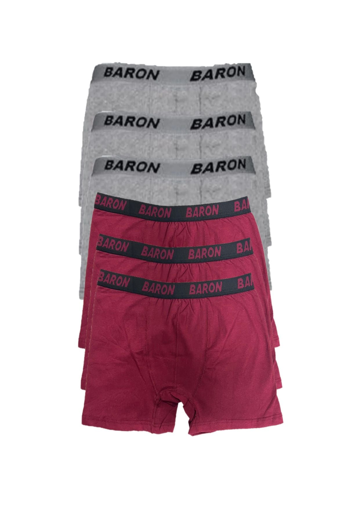 6'lı Ekonomik Erkek Boxer Gri-bordo