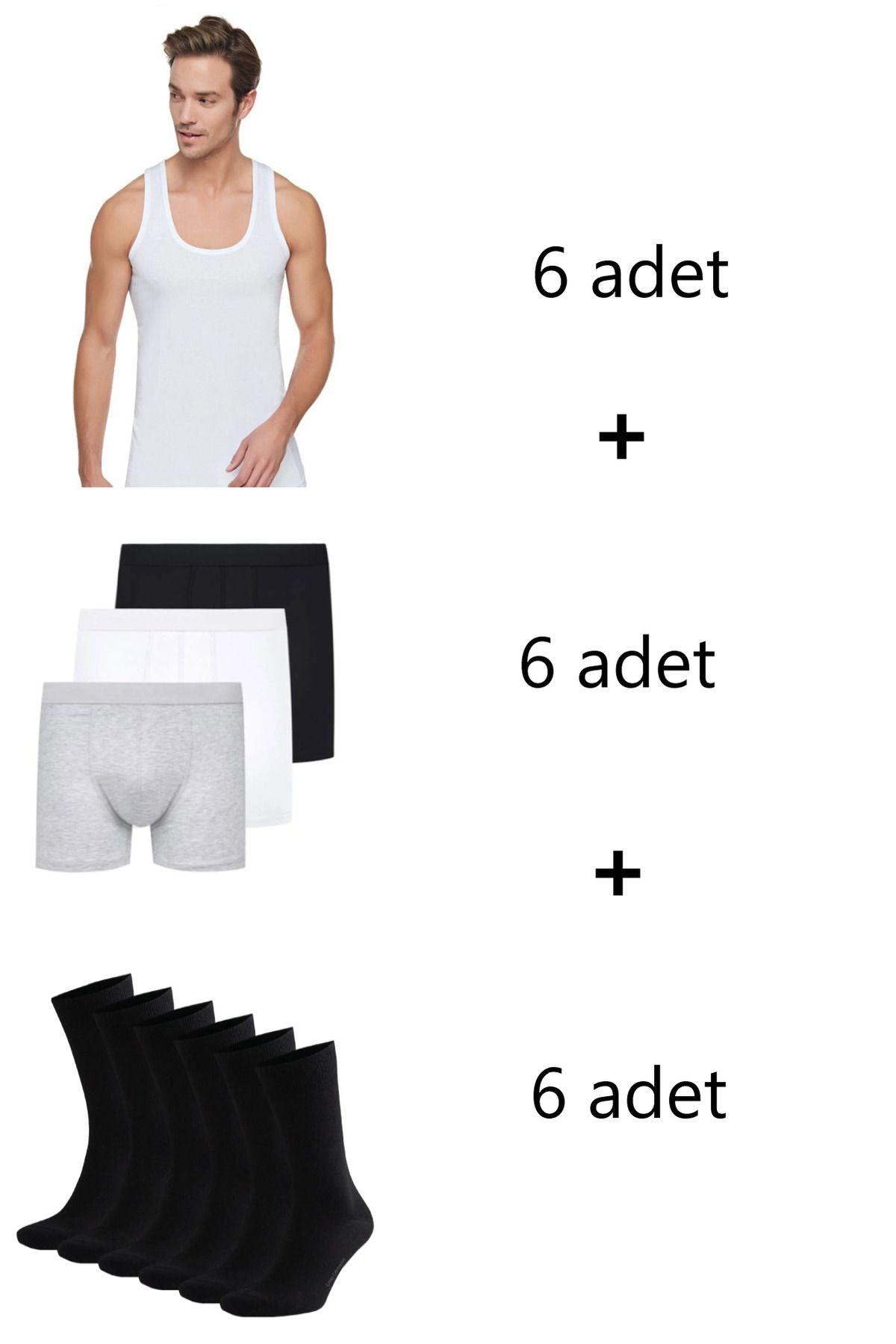 18-Piece Underwear Set Undershirt Boxer Socks
