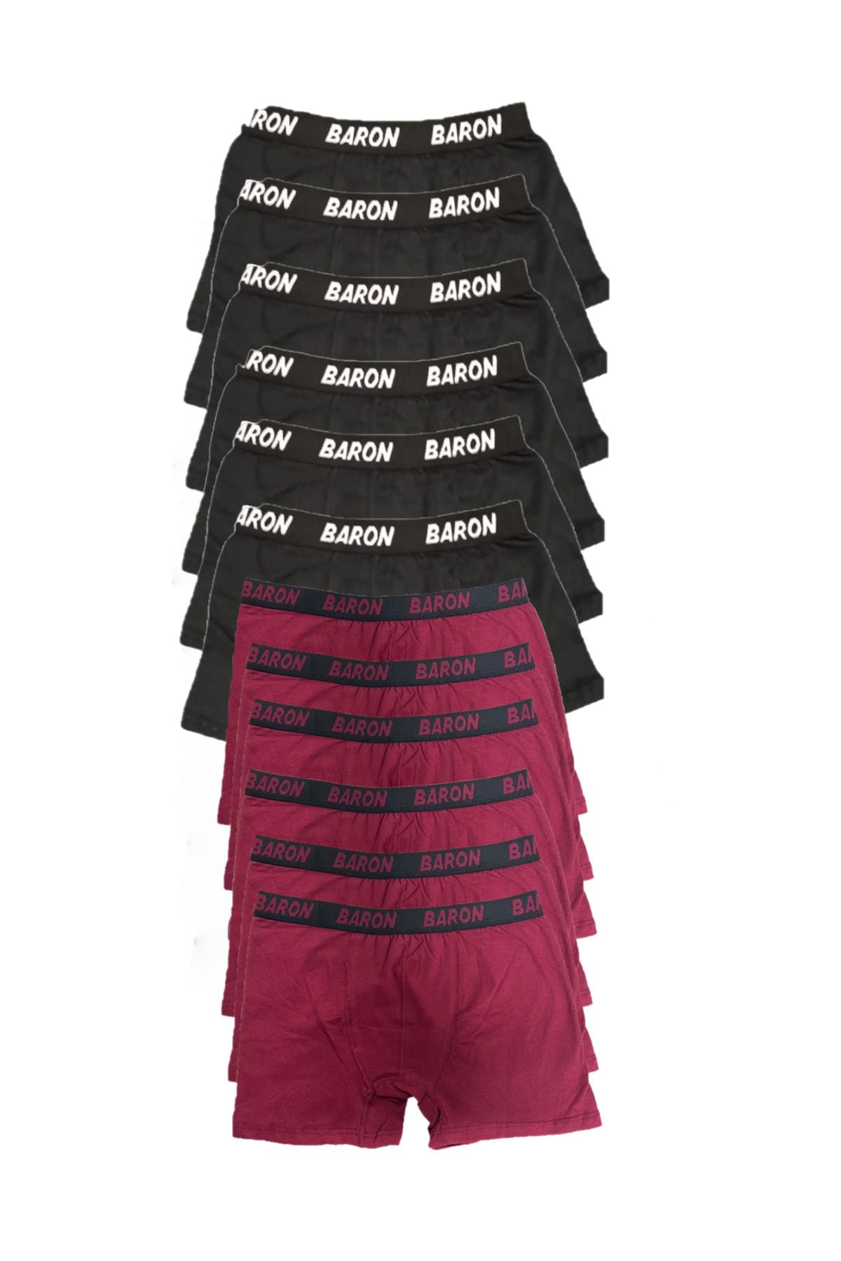 12 Adet Ekonomik Likralı Boxer Short Siyah-bordo
