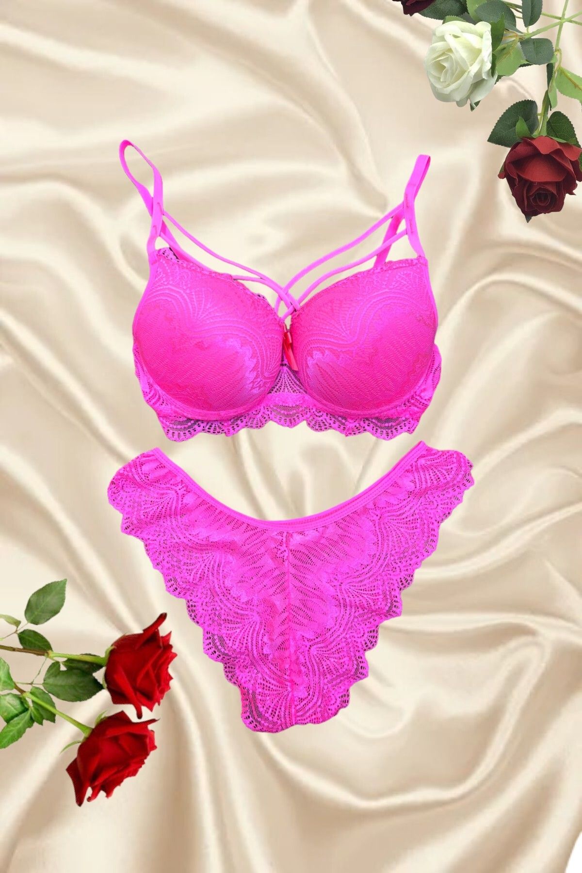 Lace String Support Bra Set