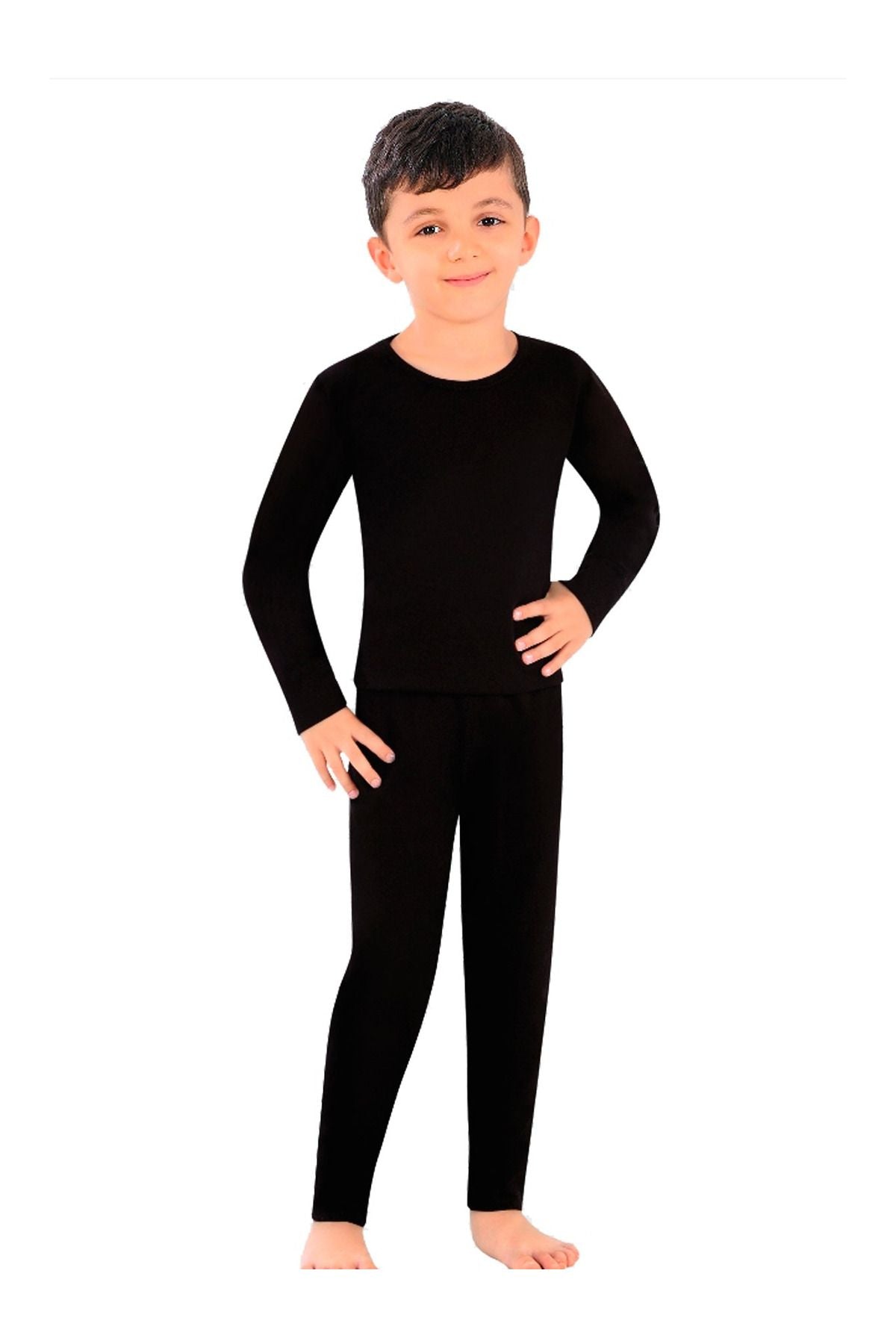 Kids Unisex Black Winter Tights Raised Comfortable Soft Mesh Thick Base Layer Tights Black