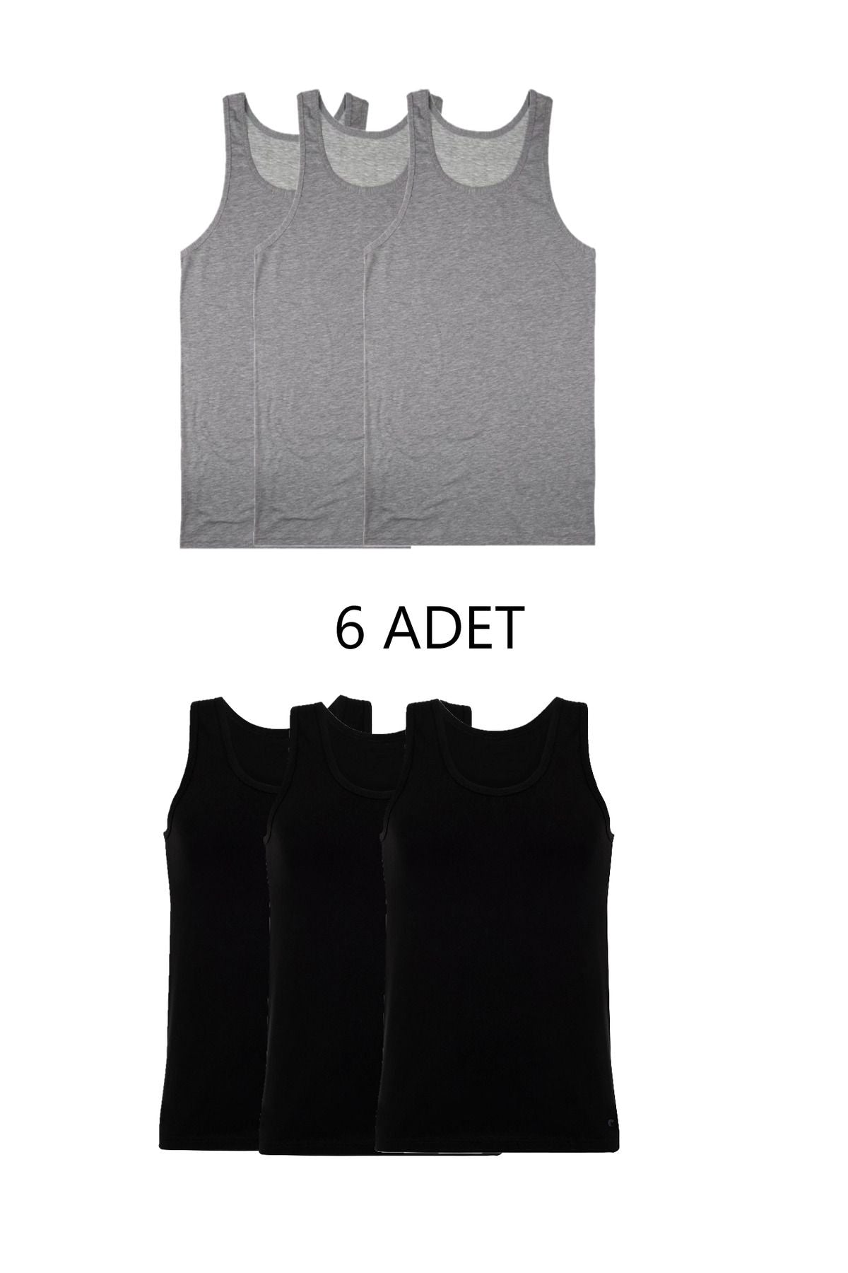 6-Piece Mixed Color Men's Undershirt Set Gray-Black