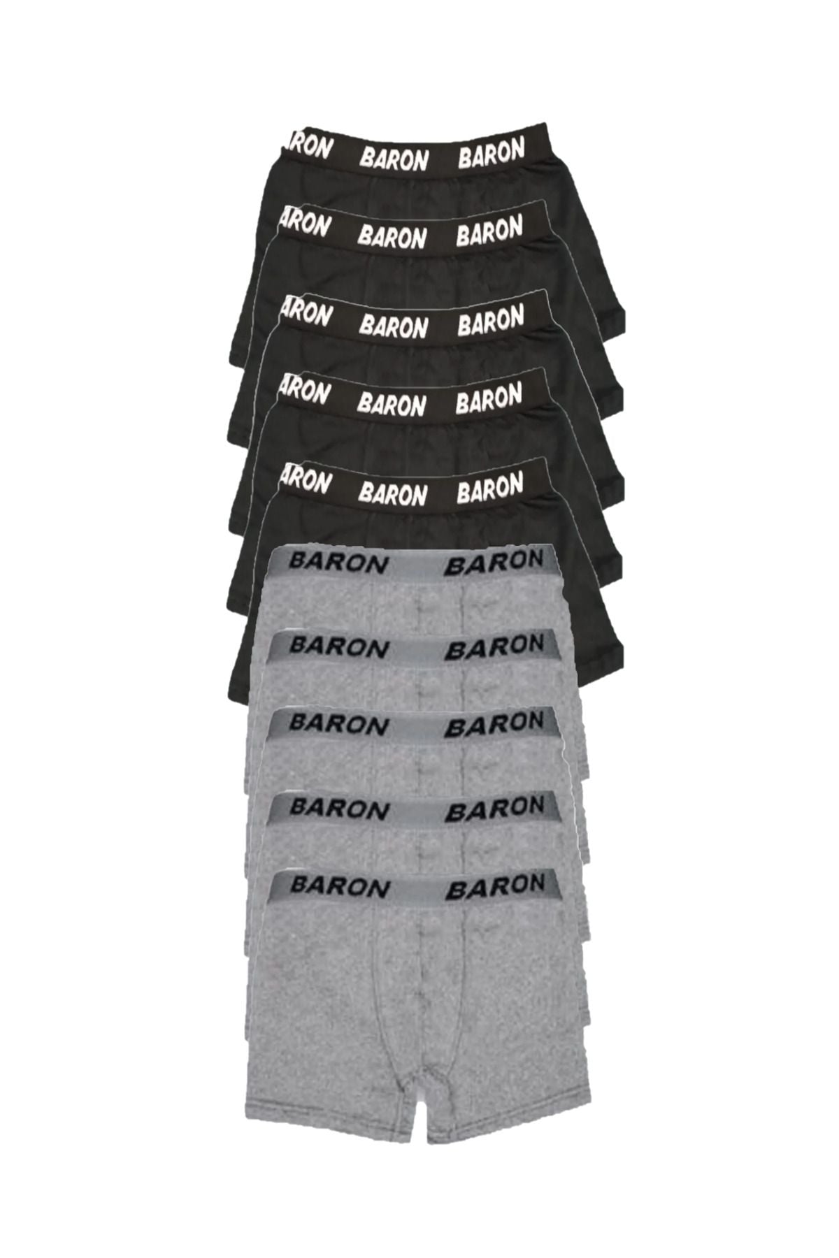 10 Adet Ekonomik Likralı Boxer Short Gri-siyah