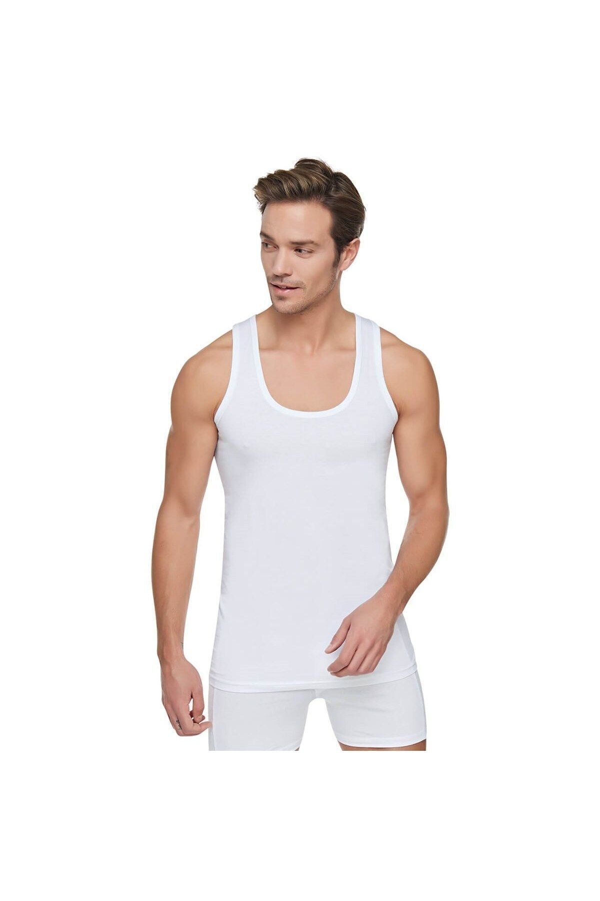 Men's White Cotton Suspender Undershirt 12-Piece