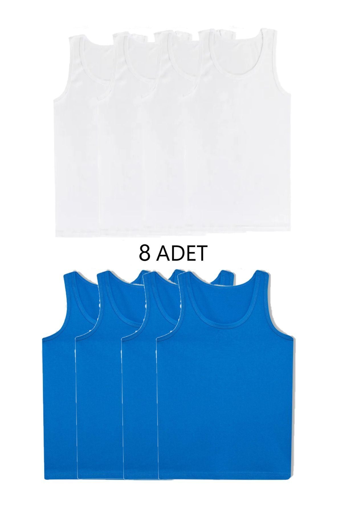 8-Piece Mixed Color Men's Undershirt Set White-Blue