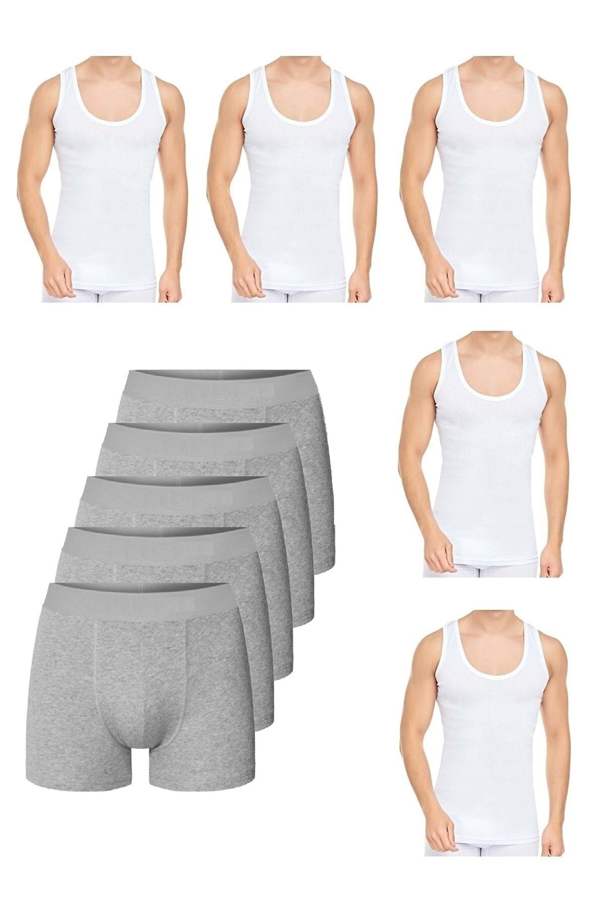 Pi Clothing 10 Piece Undershirt and Boxer Set 5 Boxers 5 Undershirts