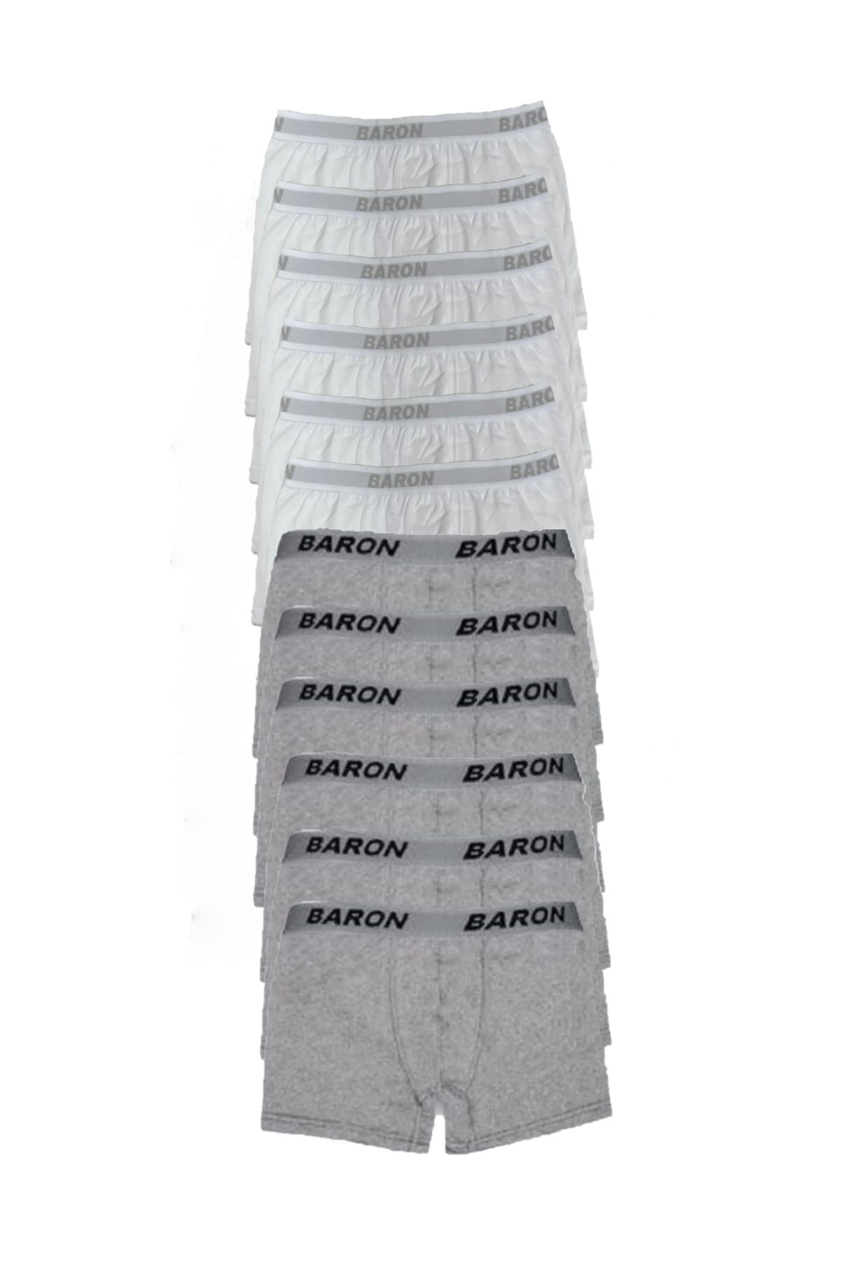 12 Adet Ekonomik Likralı Boxer Short Beyaz-gri