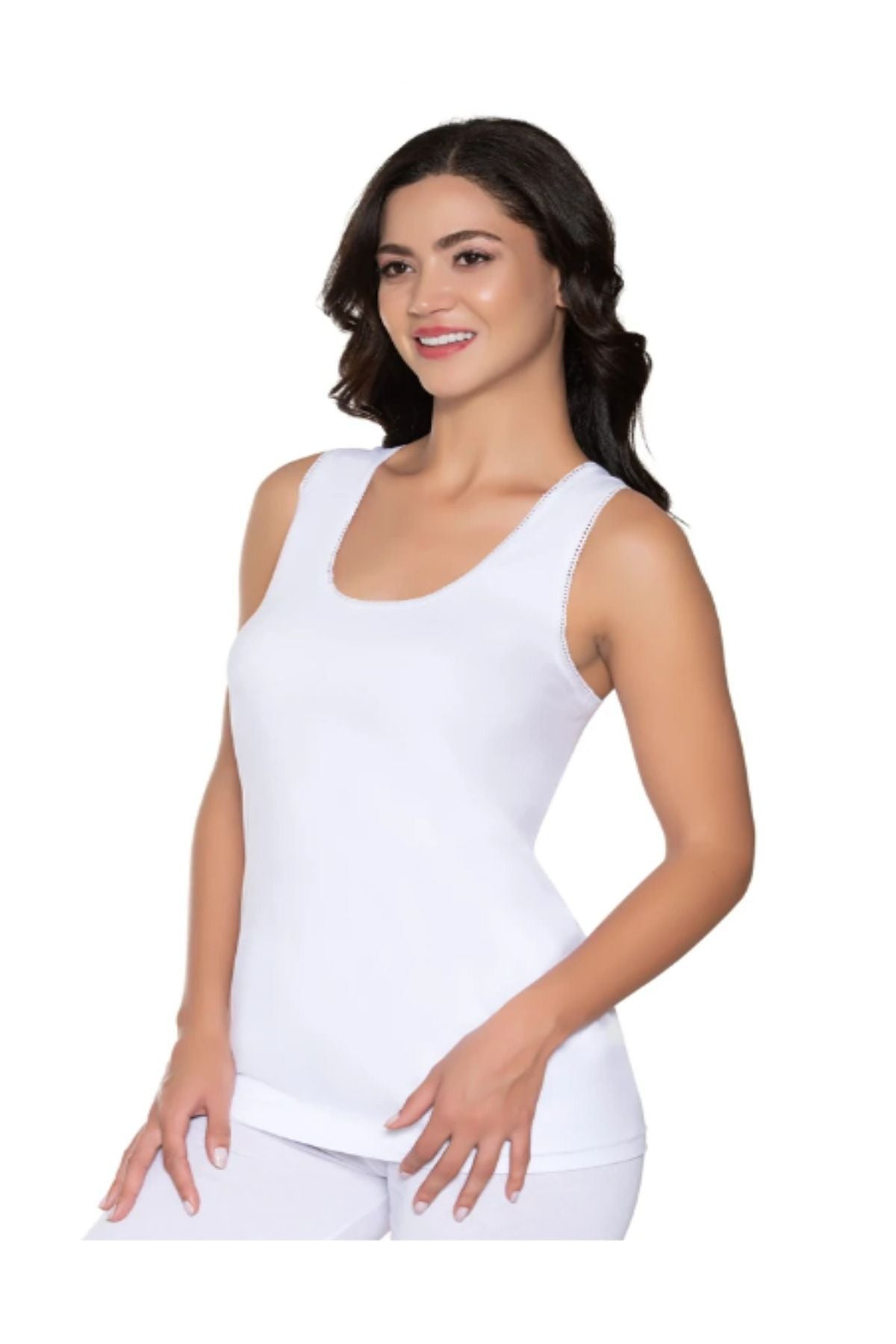 Women's Combed Cotton Crochet White Thick Strap Undershirt 6-Pack White
