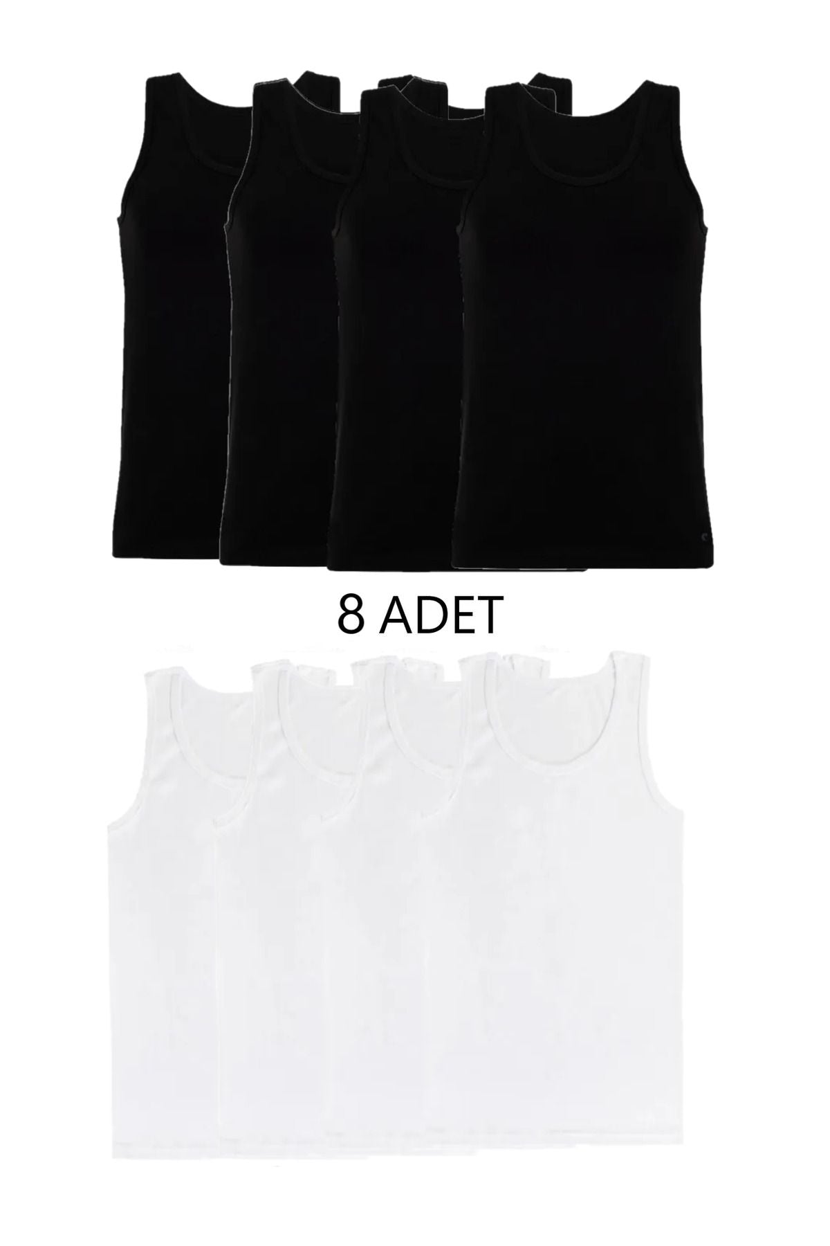 8-Piece Mixed Color Men's Undershirt Set White-Black