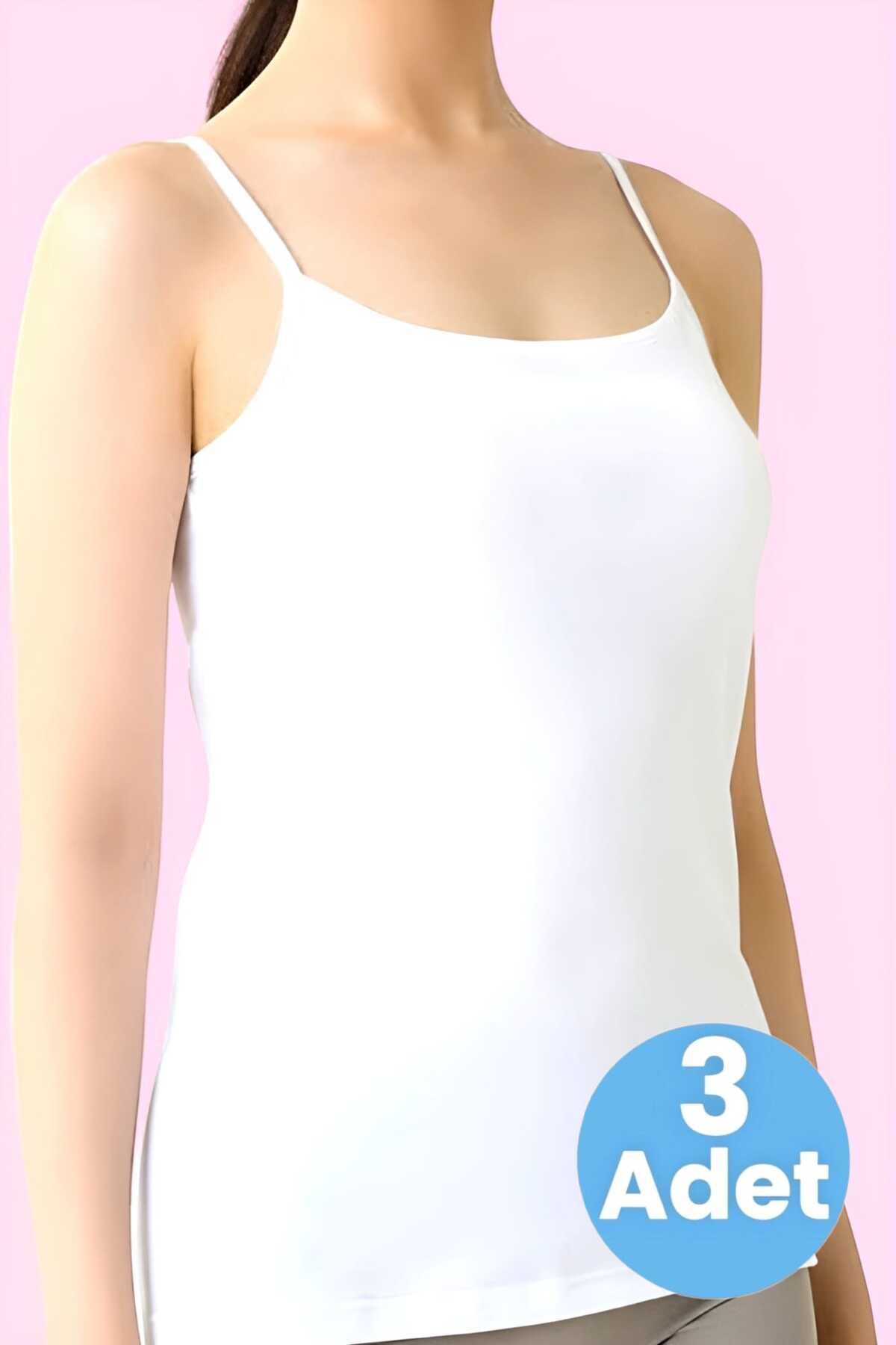 Women's Cotton Undershirt with Rope Straps 3 Pieces