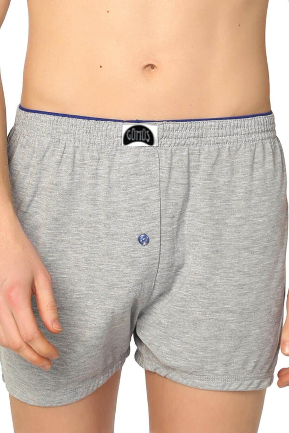 Men's Gray 3-Pack Terry Waist Combed Cotton Boxer