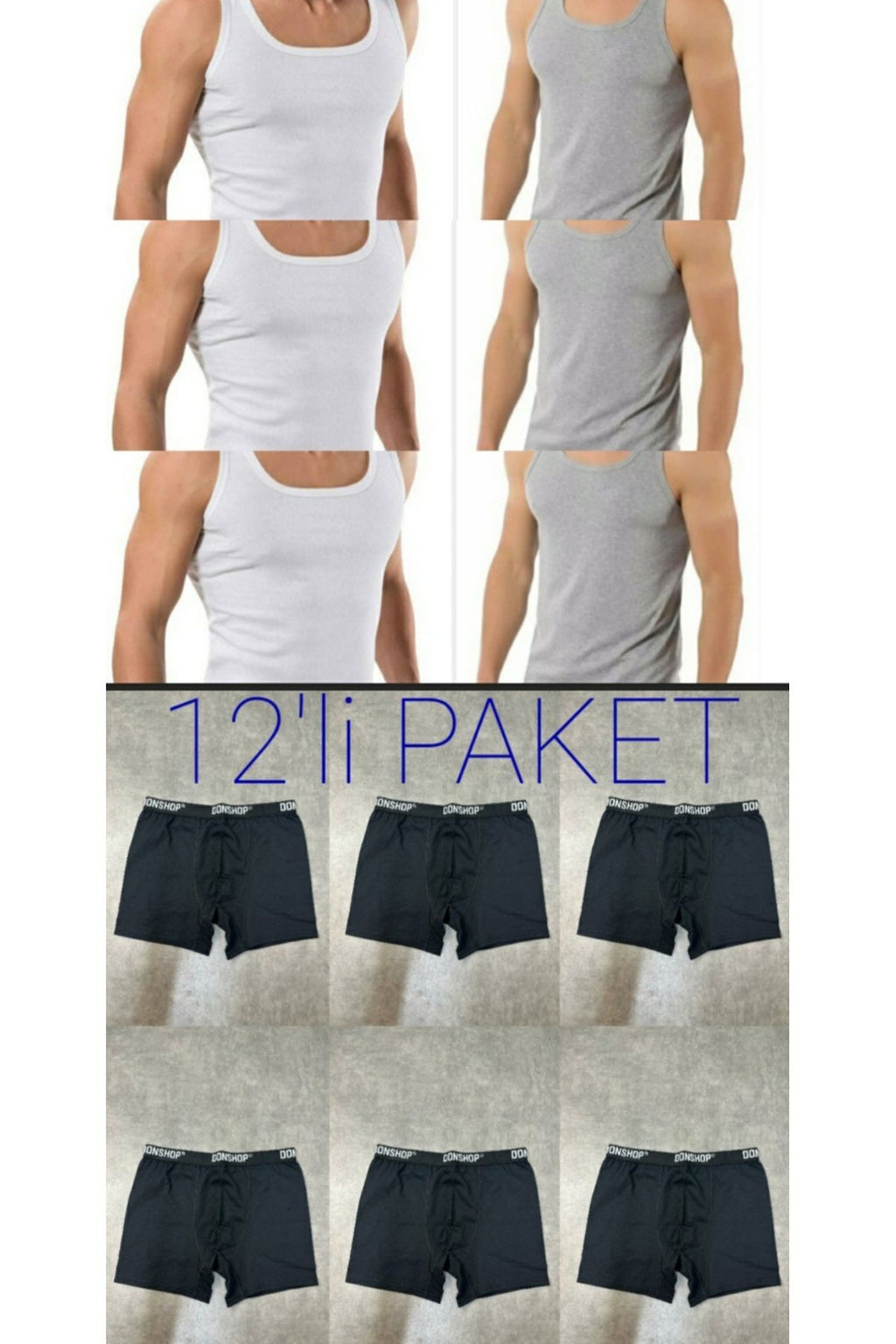 12-pack men's undershirt and boxer shorts set