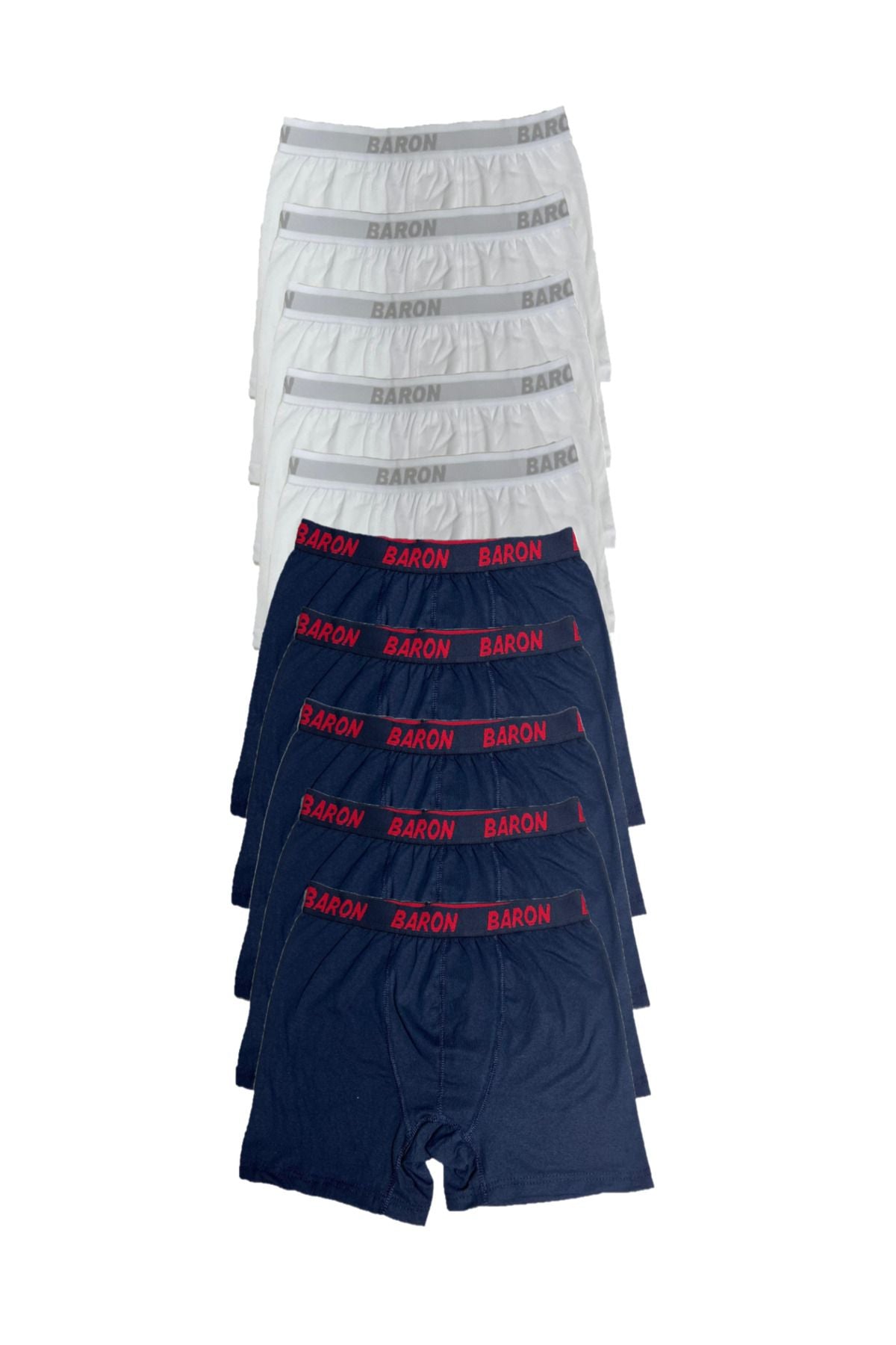10 Adet Ekonomik Likralı Boxer Short Beyaz-lacivert