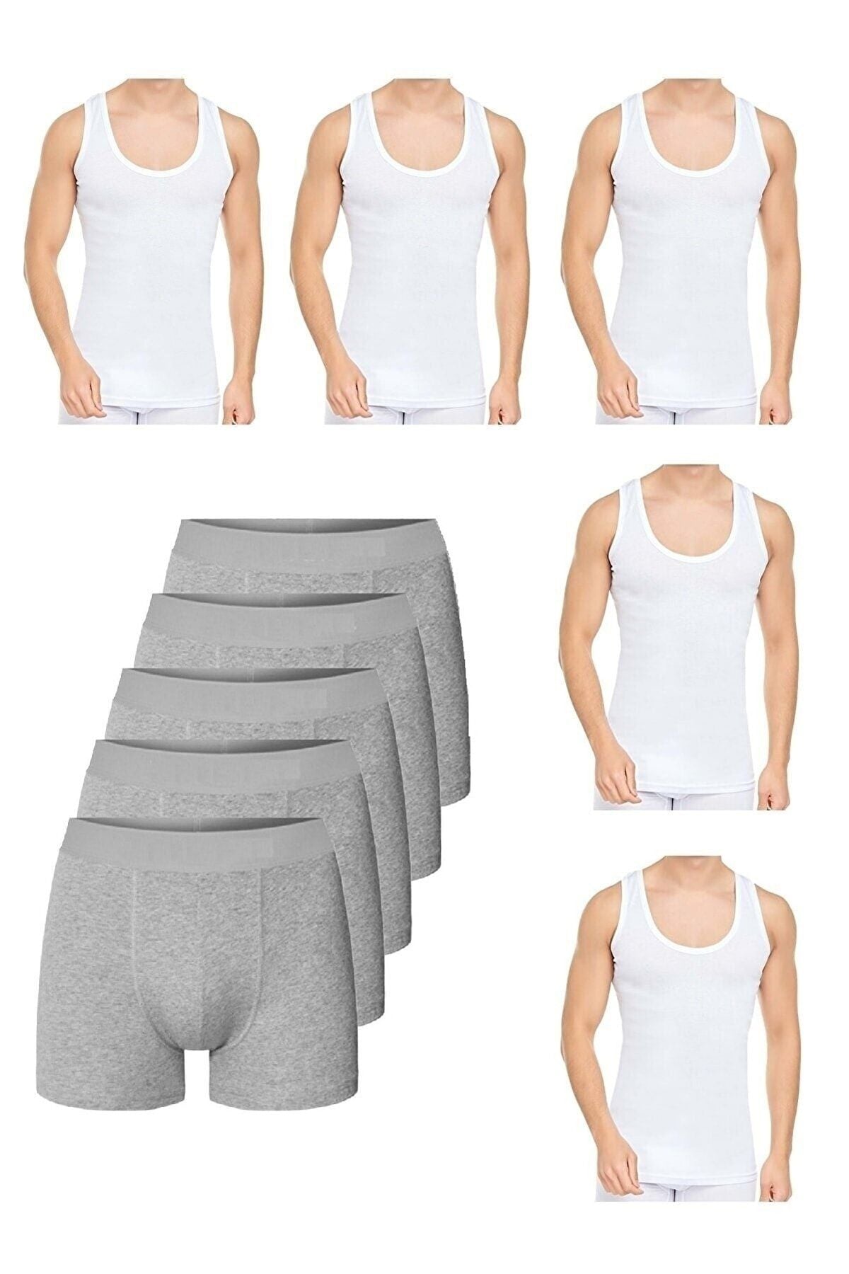 Buw American 10 Piece Tank Top and Boxer Set 5 Boxers 5 Tank Tops