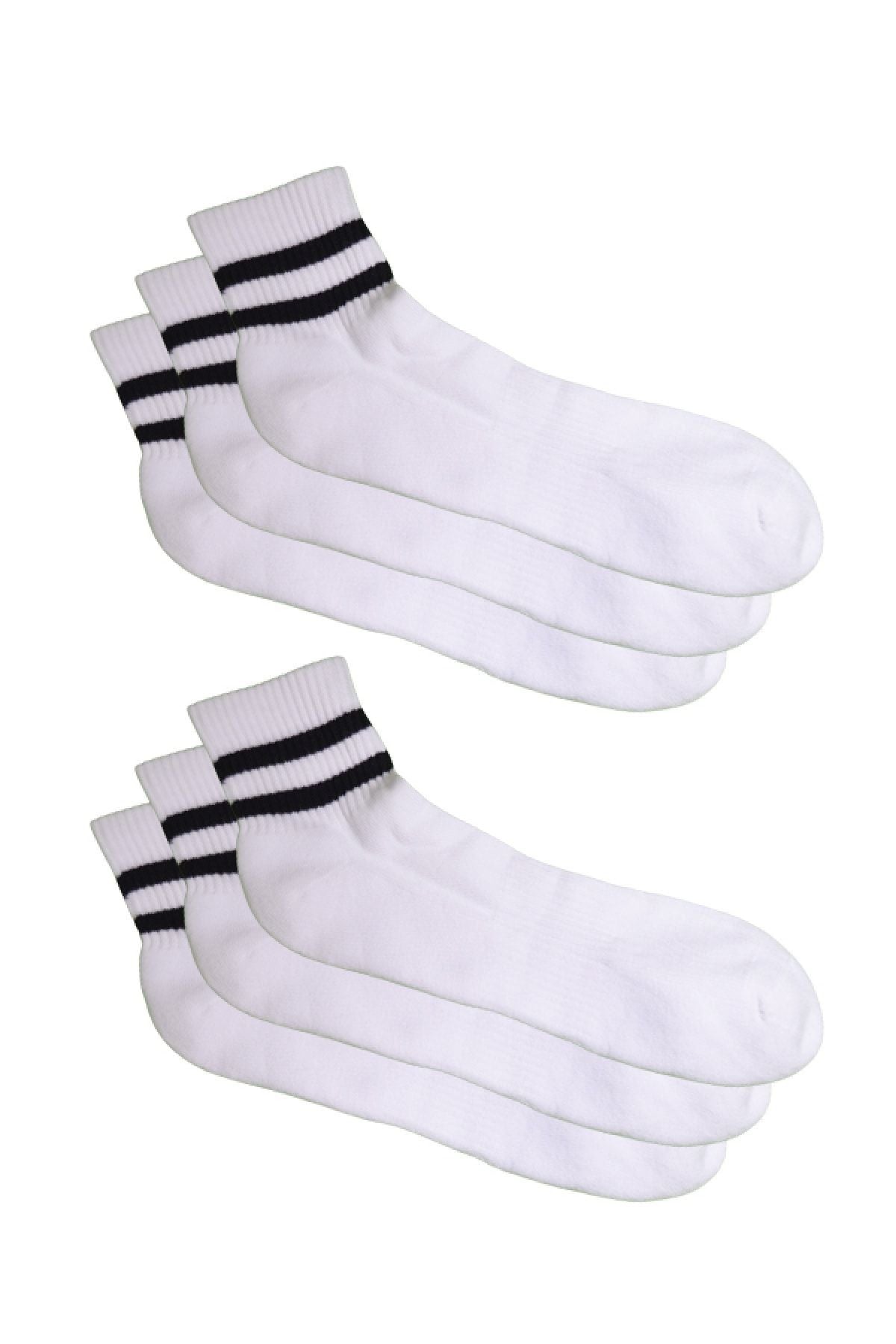 Men's College Black Striped Socks 6 Pack