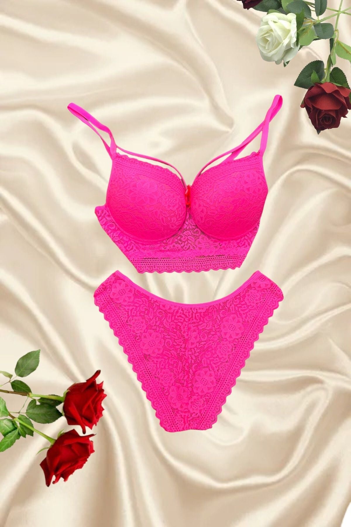 Supportive Lace Cross String Bra Panty Set