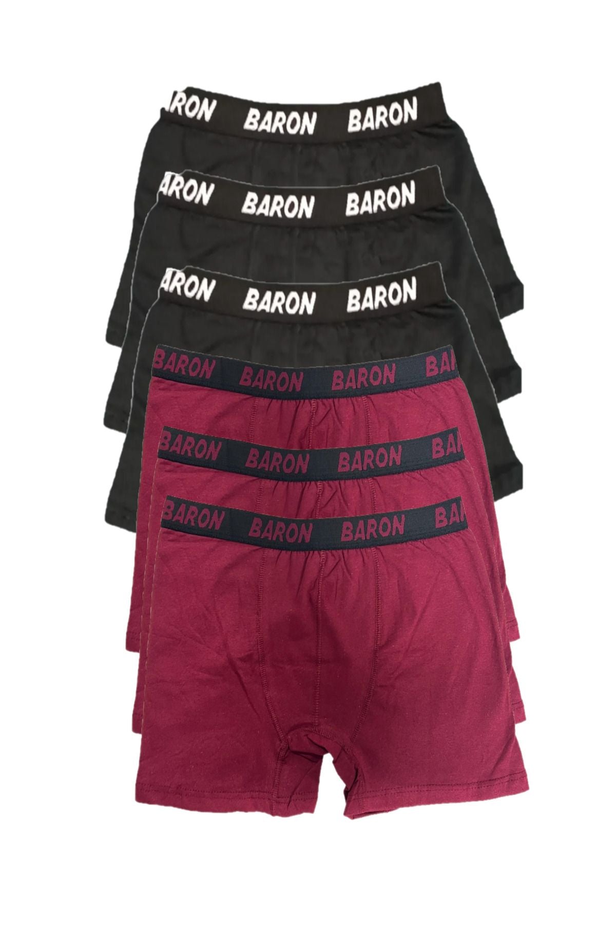 6'lı Ekonomik Erkek Boxer Siyah-bordo
