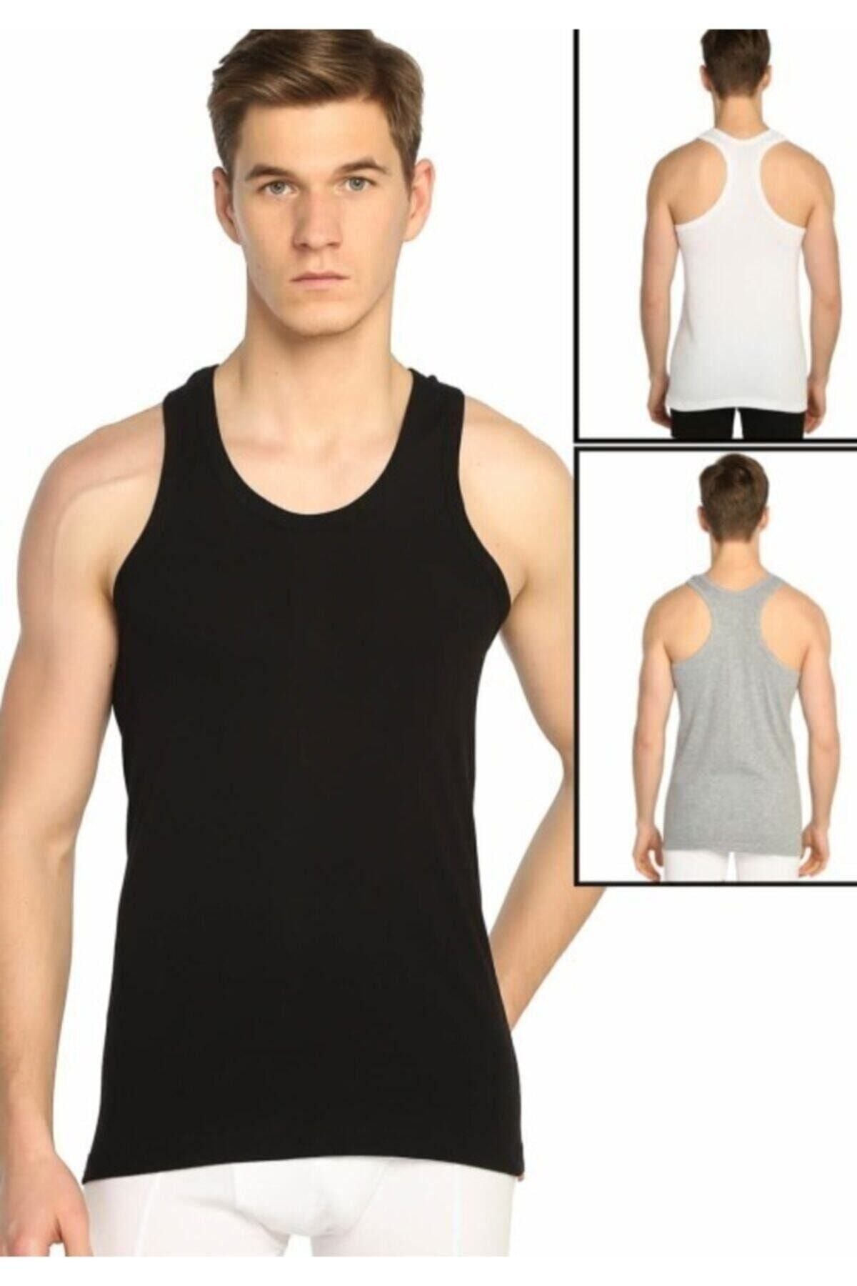 Elite 3 Piece Men's Sports Undershirt Gray - Black - White