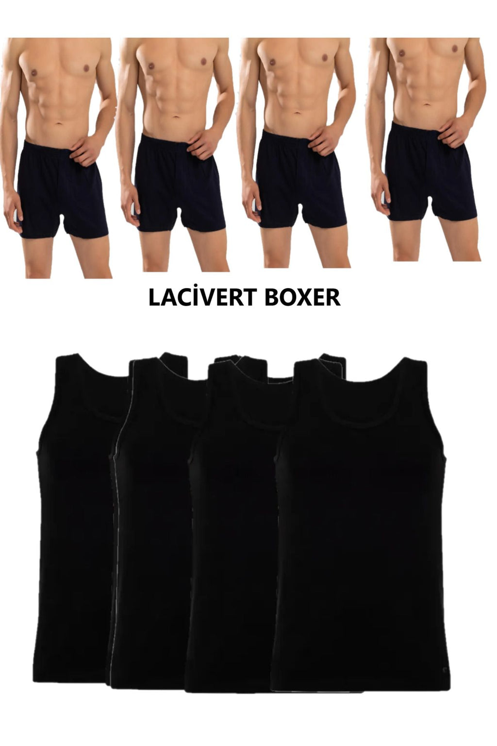 8-Pack Men's Combed Cotton Towel Waist Boxer and Undershirt (4 Undershirts 4 boxers)
