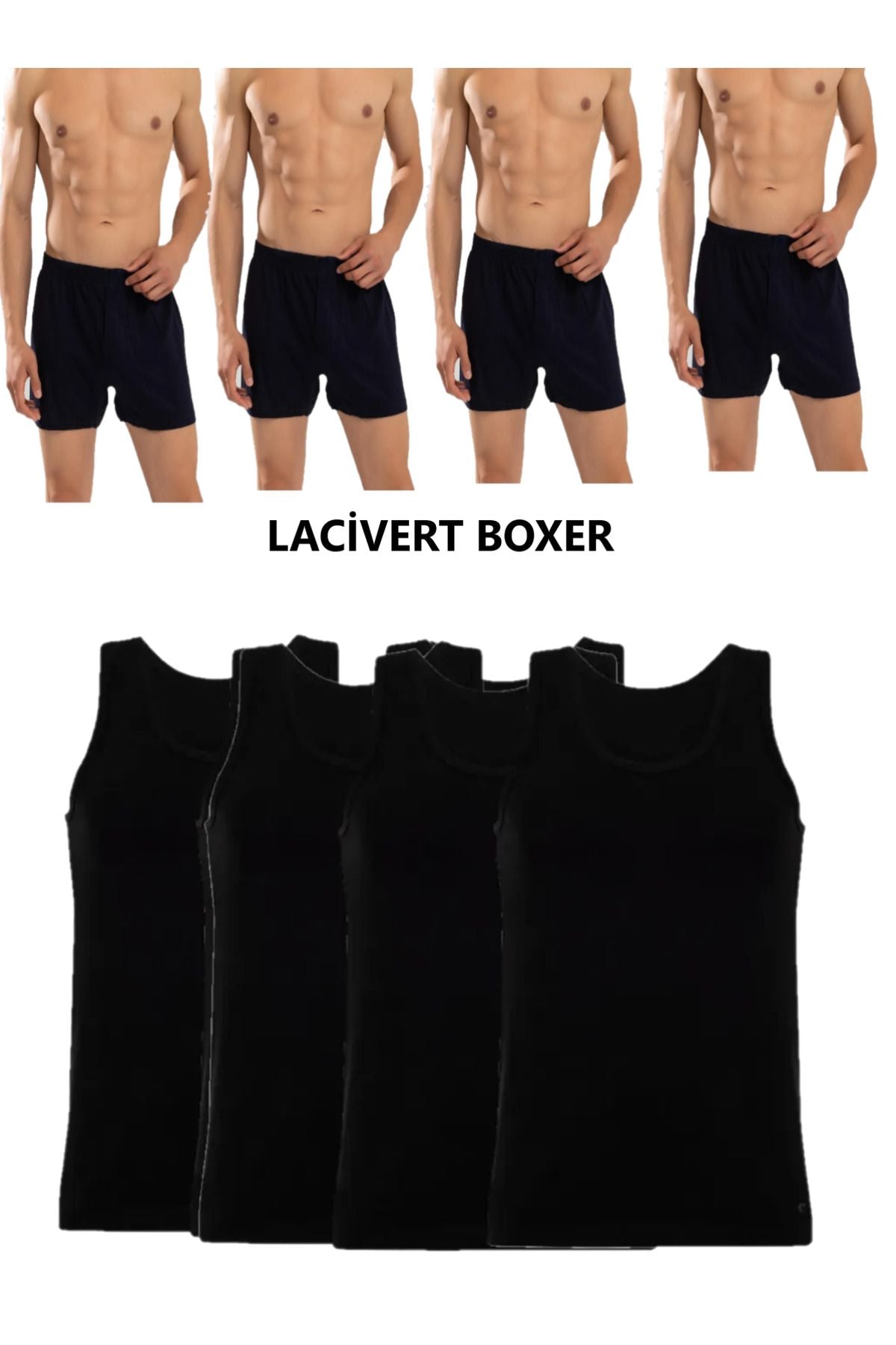 8-Pack Men's Combed Cotton Towel Waist Boxer and Undershirt (4 Undershirts 4 boxers)