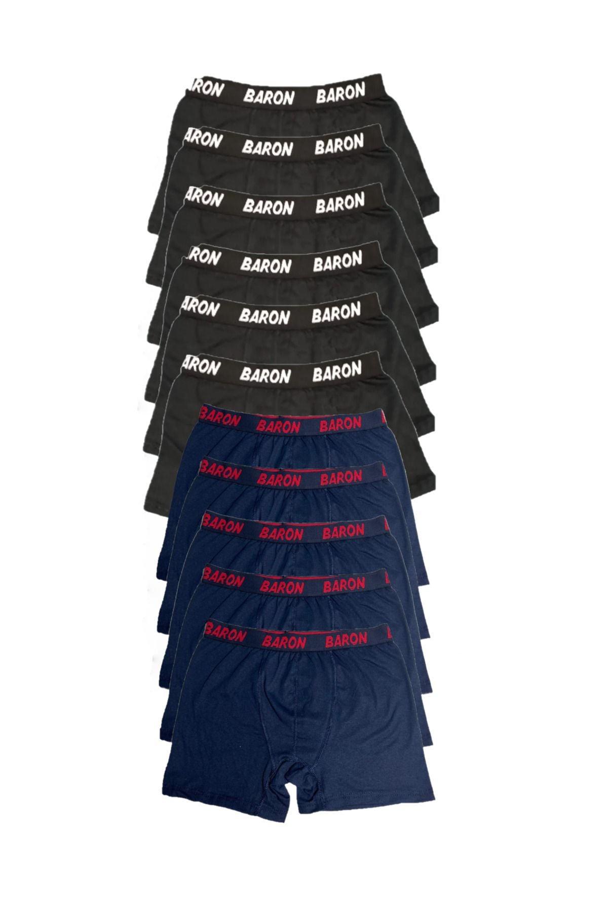 12 Adet Ekonomik Likralı Boxer Short Siyah-lacivert