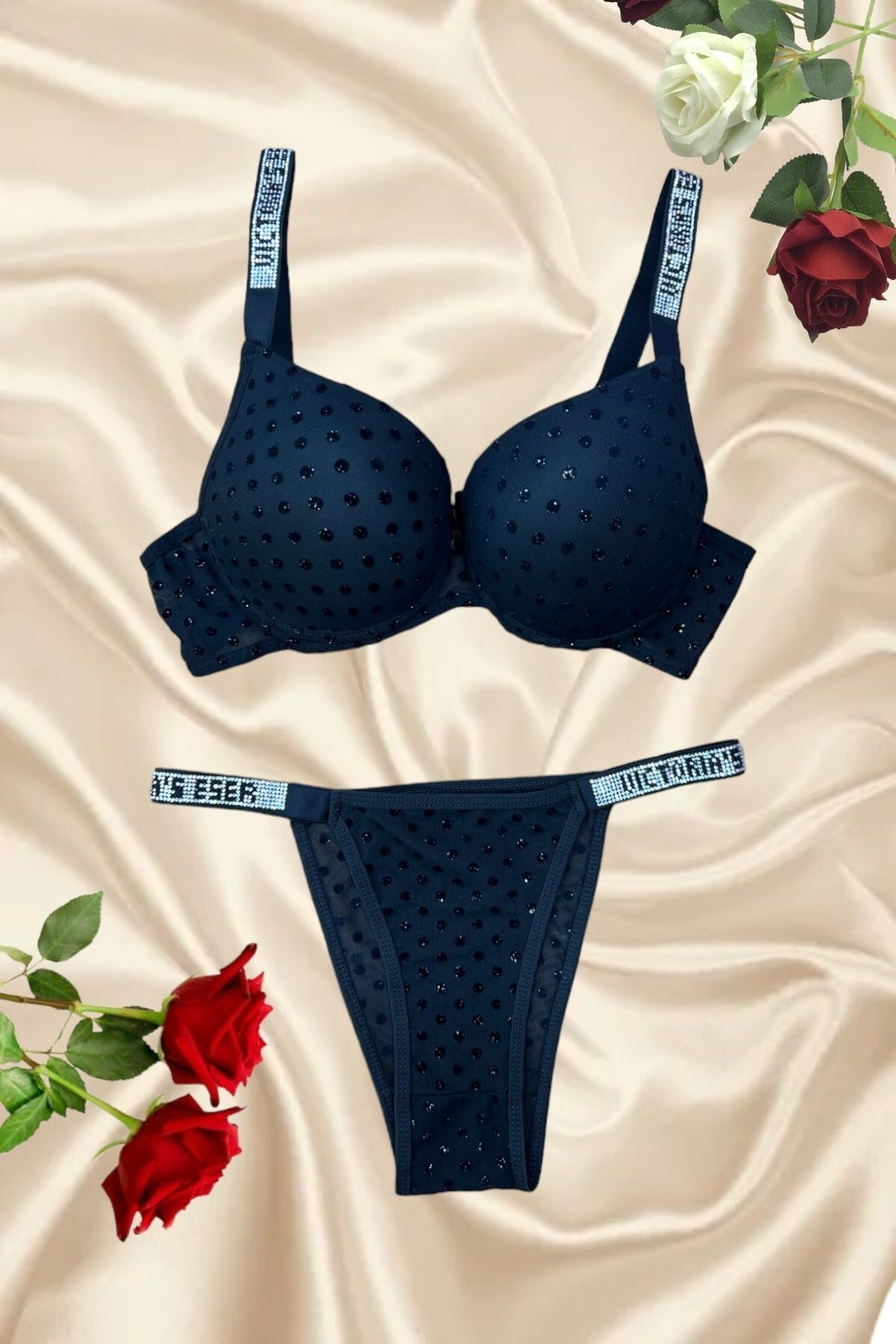 Stone Patterned Bra Set