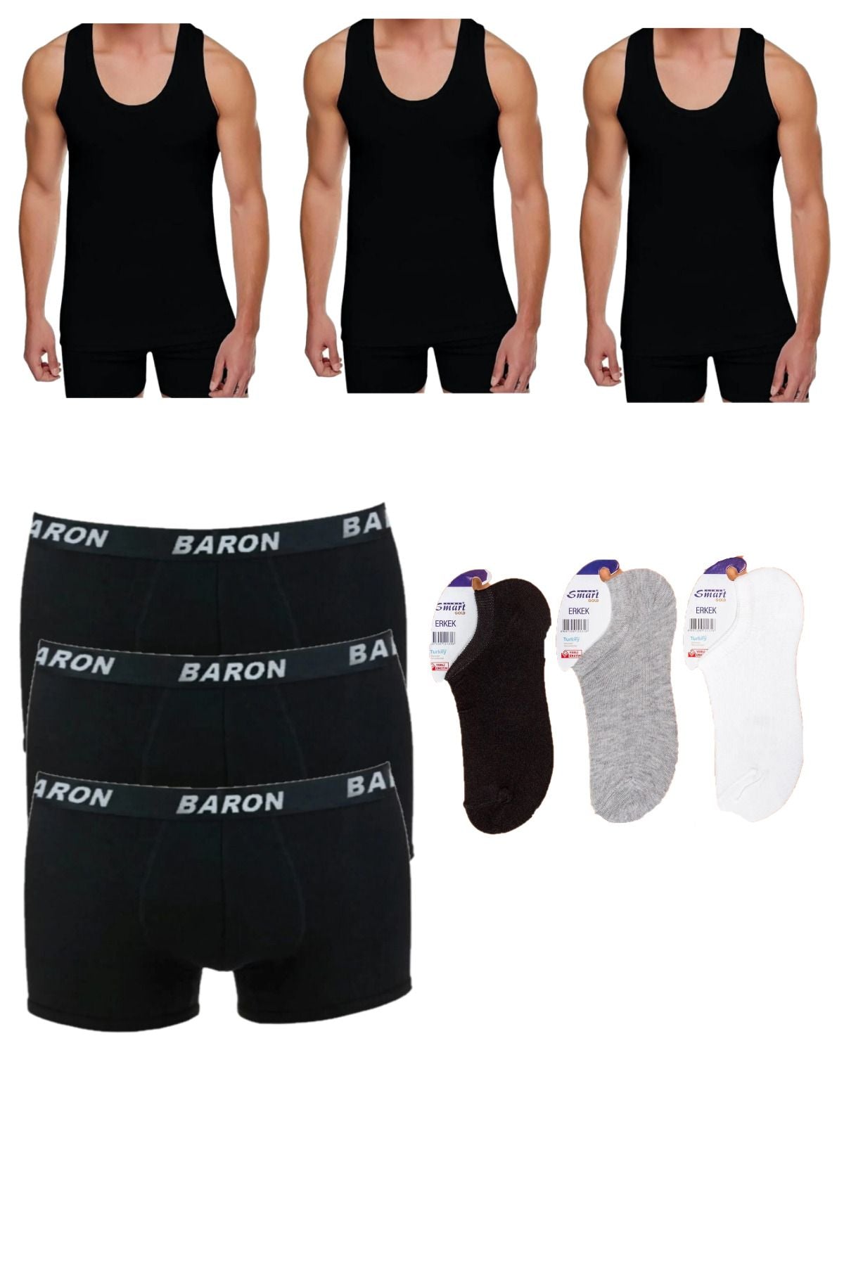 Economic 9-Piece Athlete Boxer Socks Underwear Set