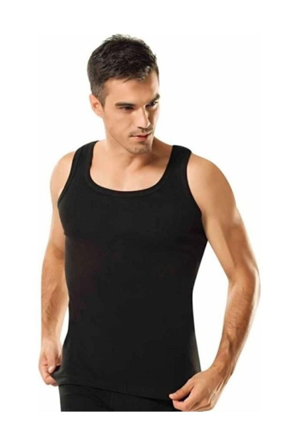 Elite Men's 6 Pack Ribana Classic Undershirt Black