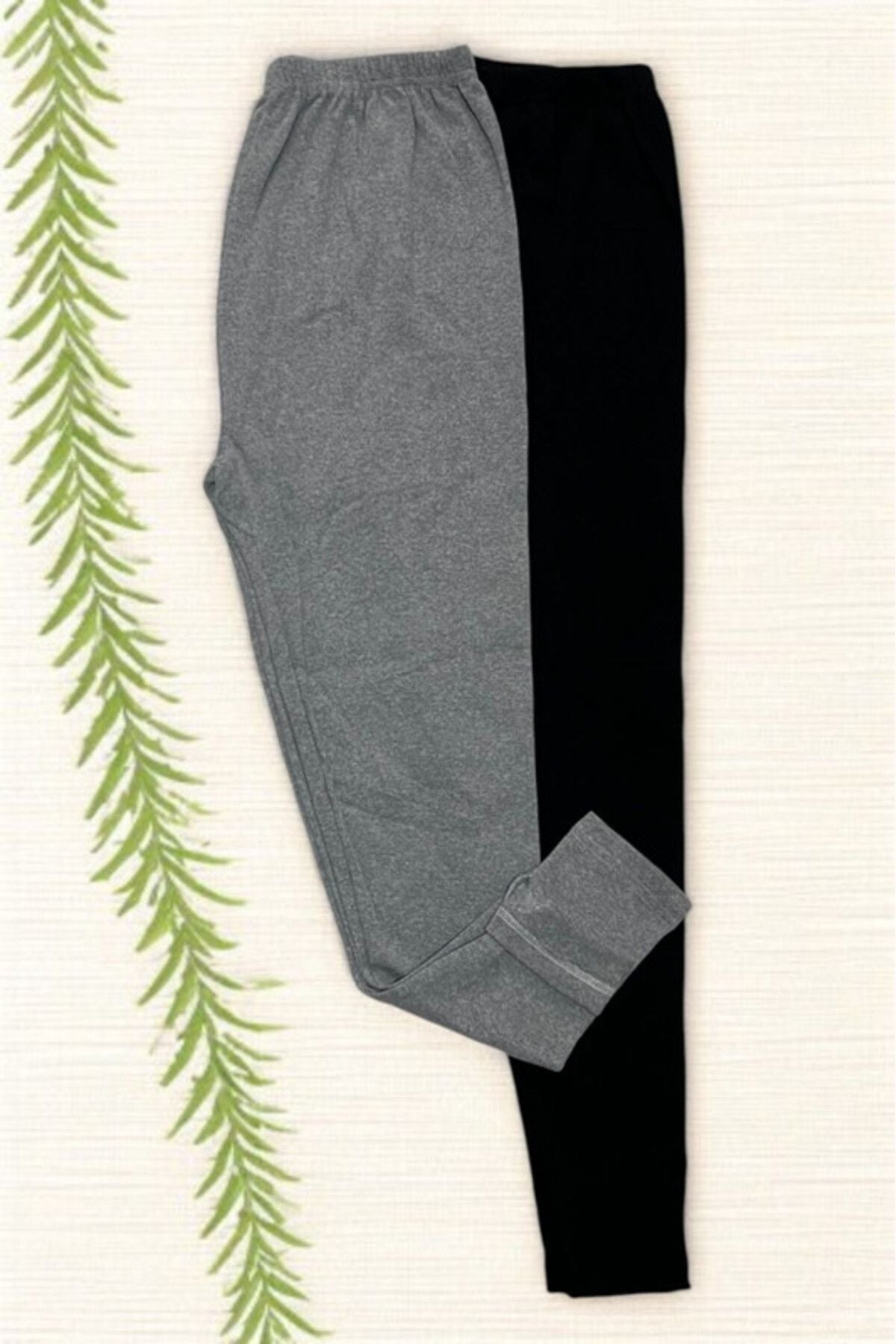 2 Pieces Unisex Anthracite Winter Tights Raised Comfortable Soft Netted Thick Underwear Tights