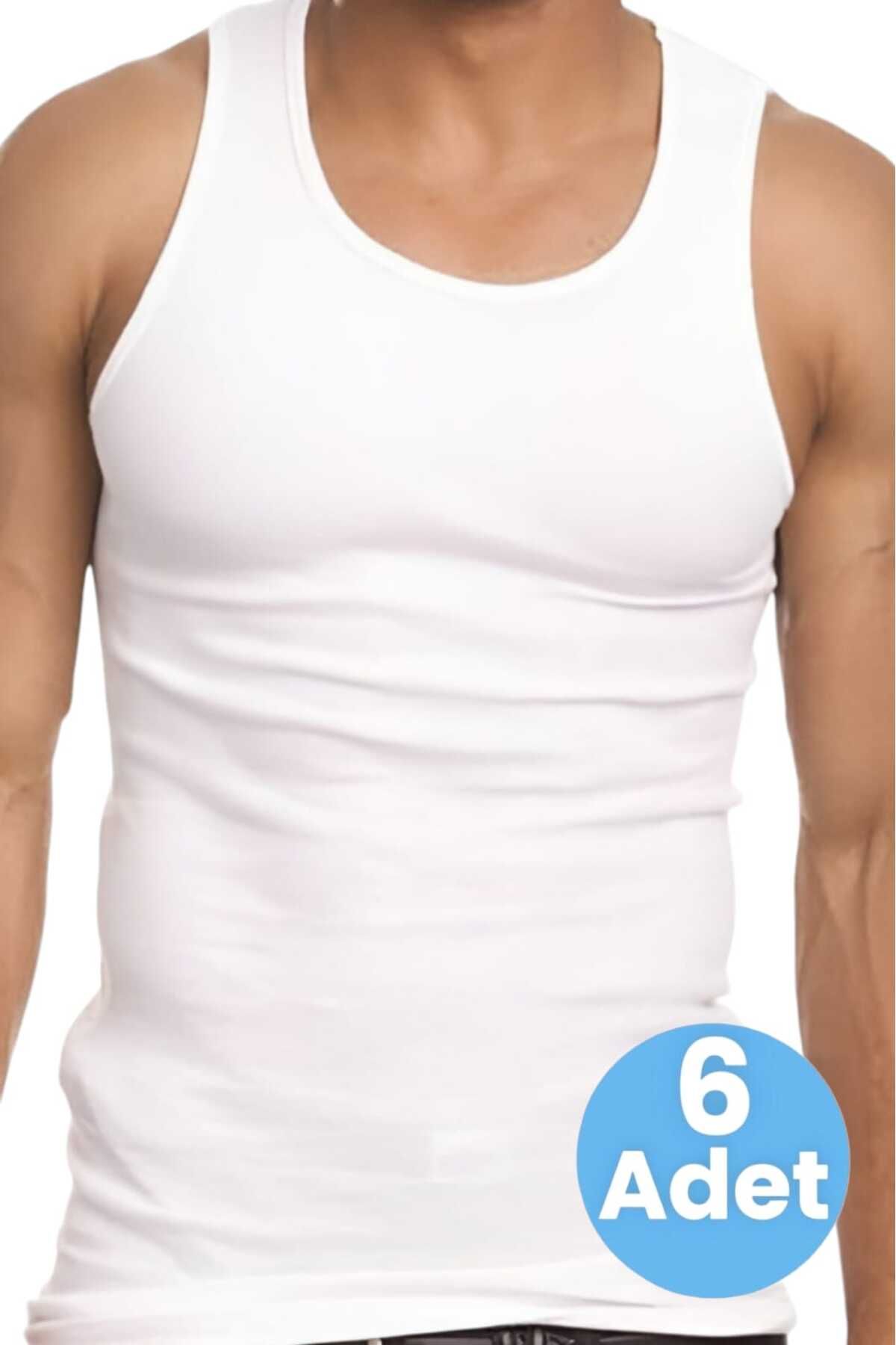 Men's White Cotton Combed Cotton 6-Piece Undershirt