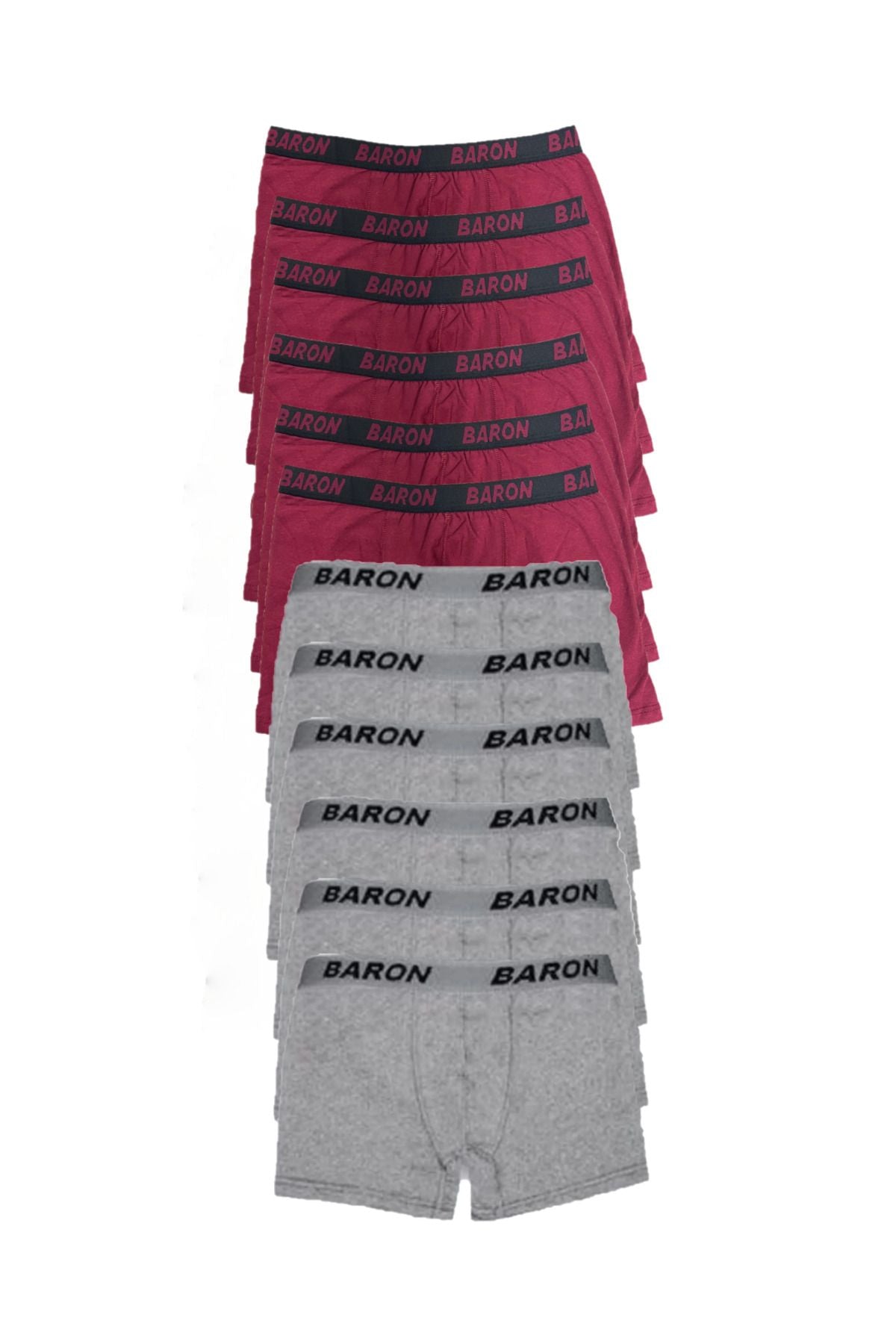 12 Adet Ekonomik Likralı Boxer Short Gri-bordo
