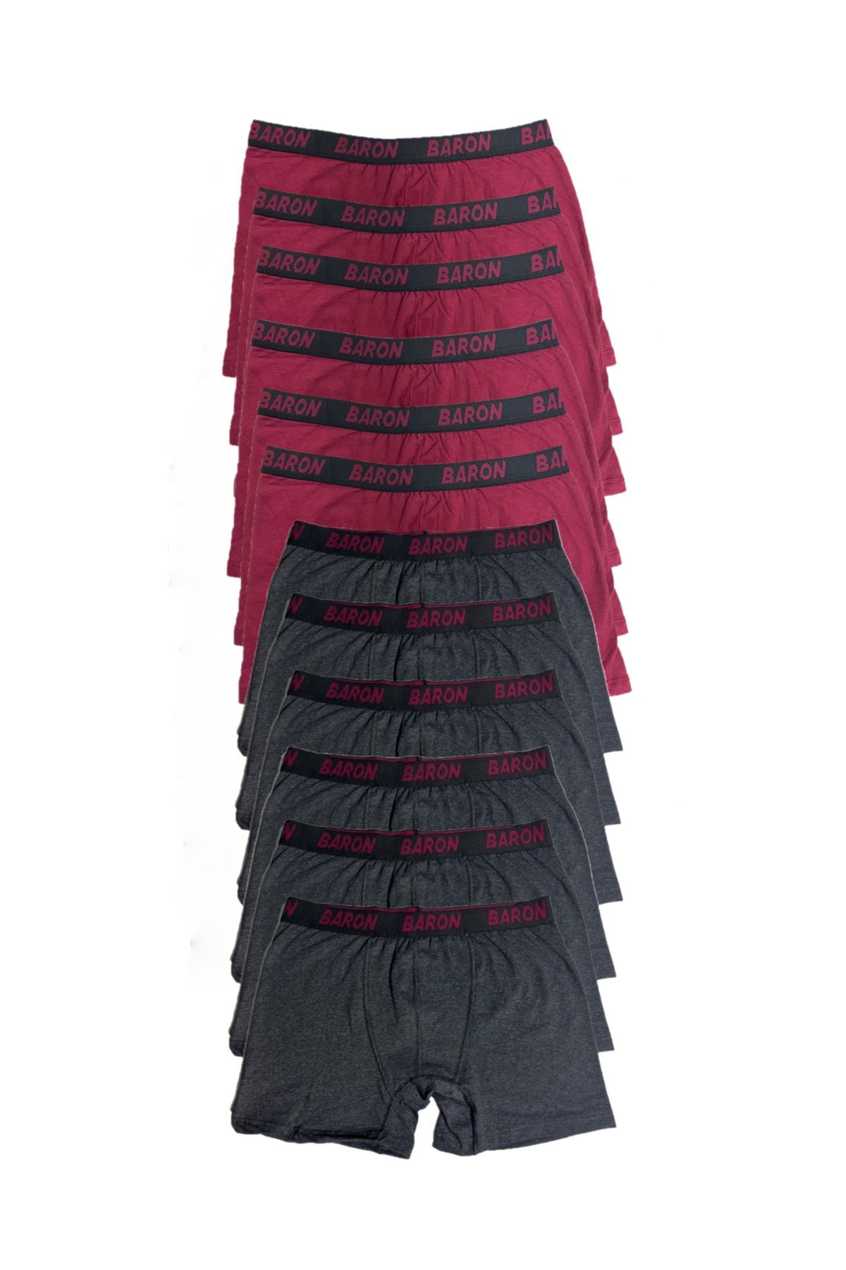 12 Adet Ekonomik Likralı Boxer Short Füme-bordo
