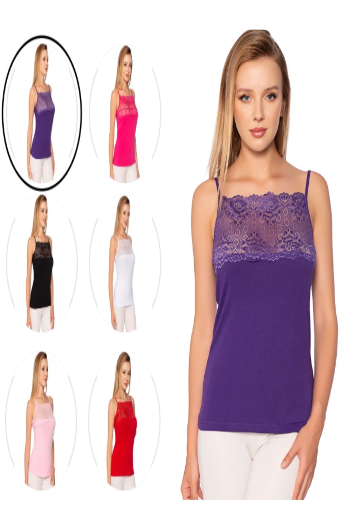 Women's 6-Piece Wide Tulle Rope Strap Undershirt Standard Size