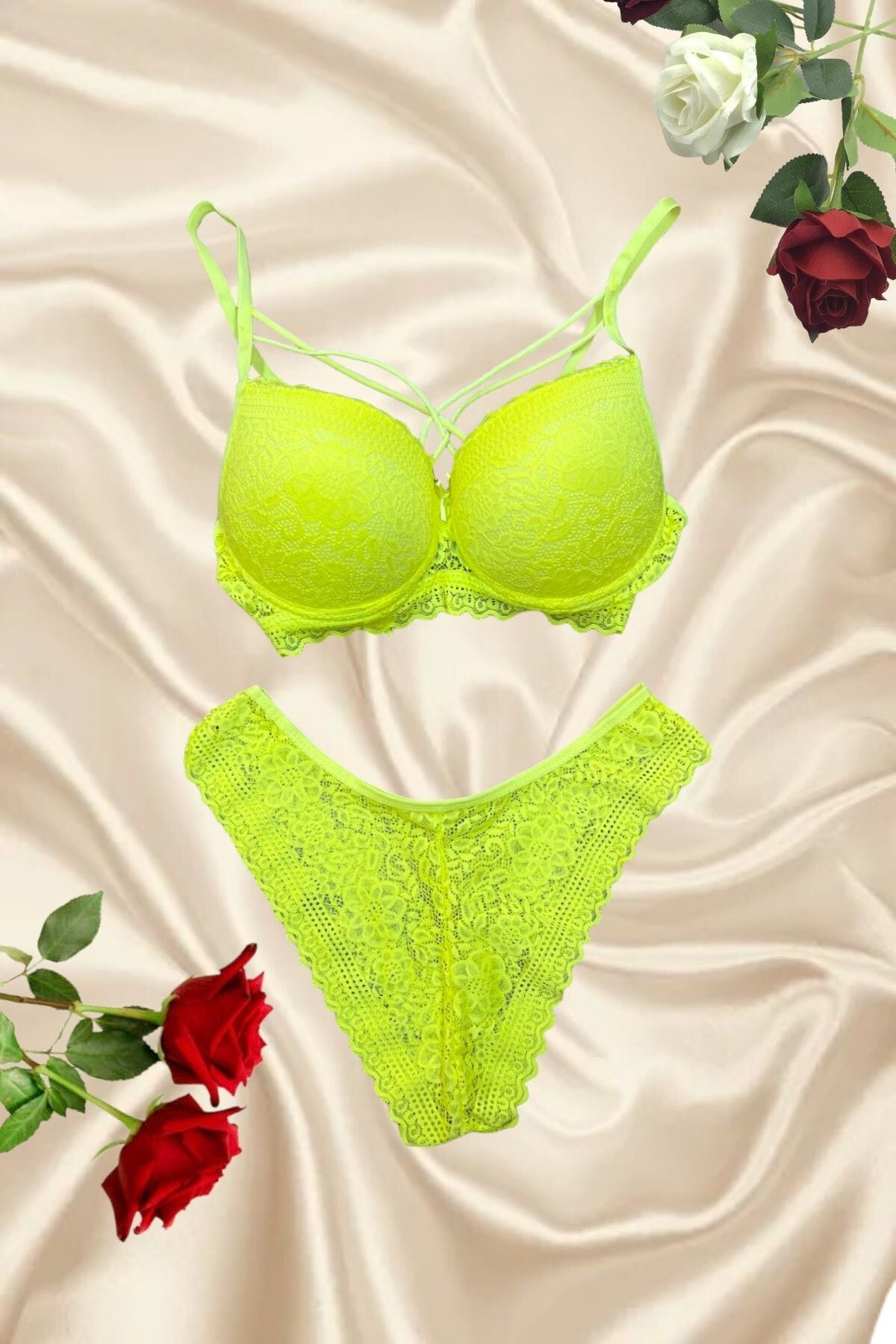 Lace String Support Bra Set