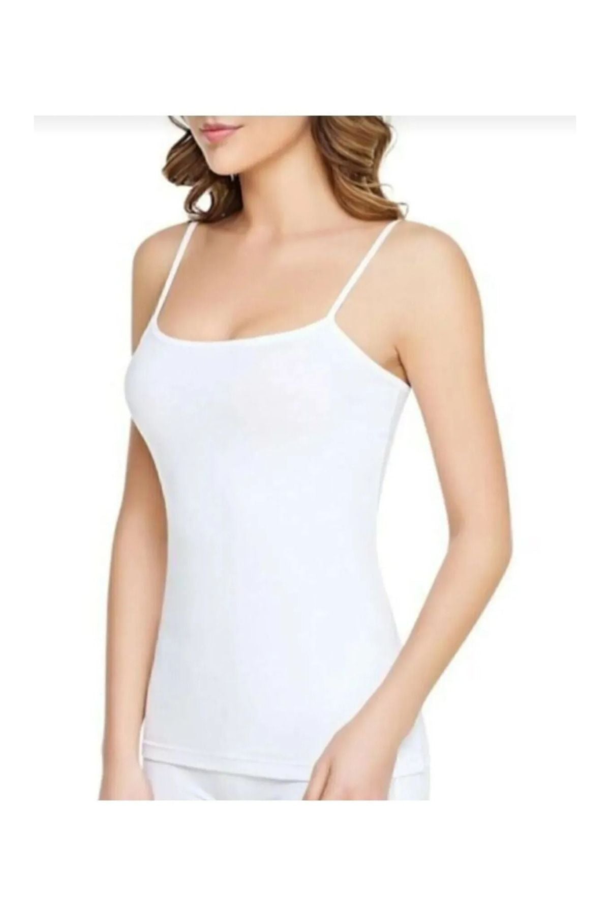 Women's Rope Suspender Combed Cotton Undershirt 6 Pack White