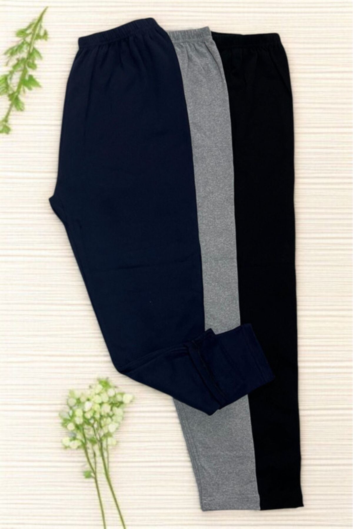 3 Pieces Unisex Anthracite Winter Tights Raised Comfortable Soft Netted Thick Underwear Tights