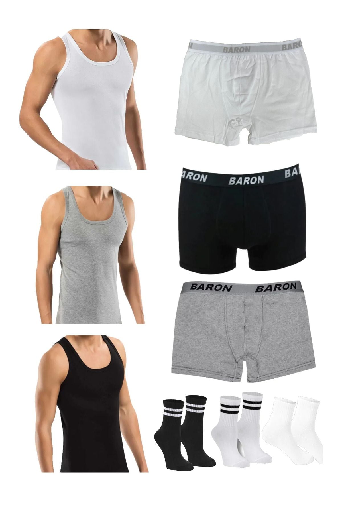 9 Piece Athlete Boxer Socks Set