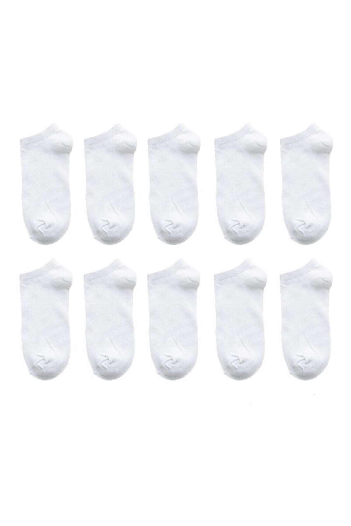 Unisex 6 Çift Koton Ekonomik Beyaz Renk Patik Çorap